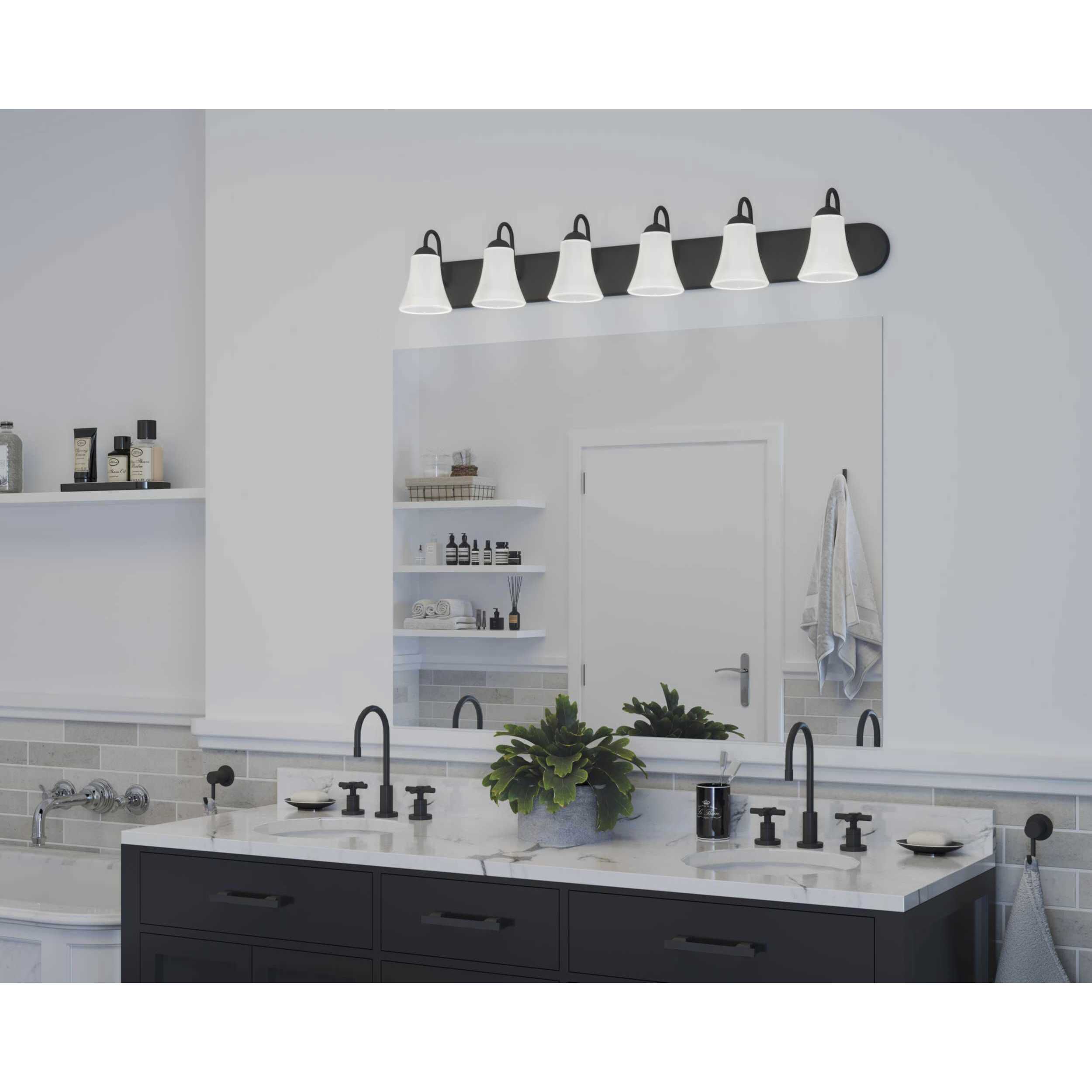 Classic 6 Light 48 inch Matte Black Bath Vanity Wall Light