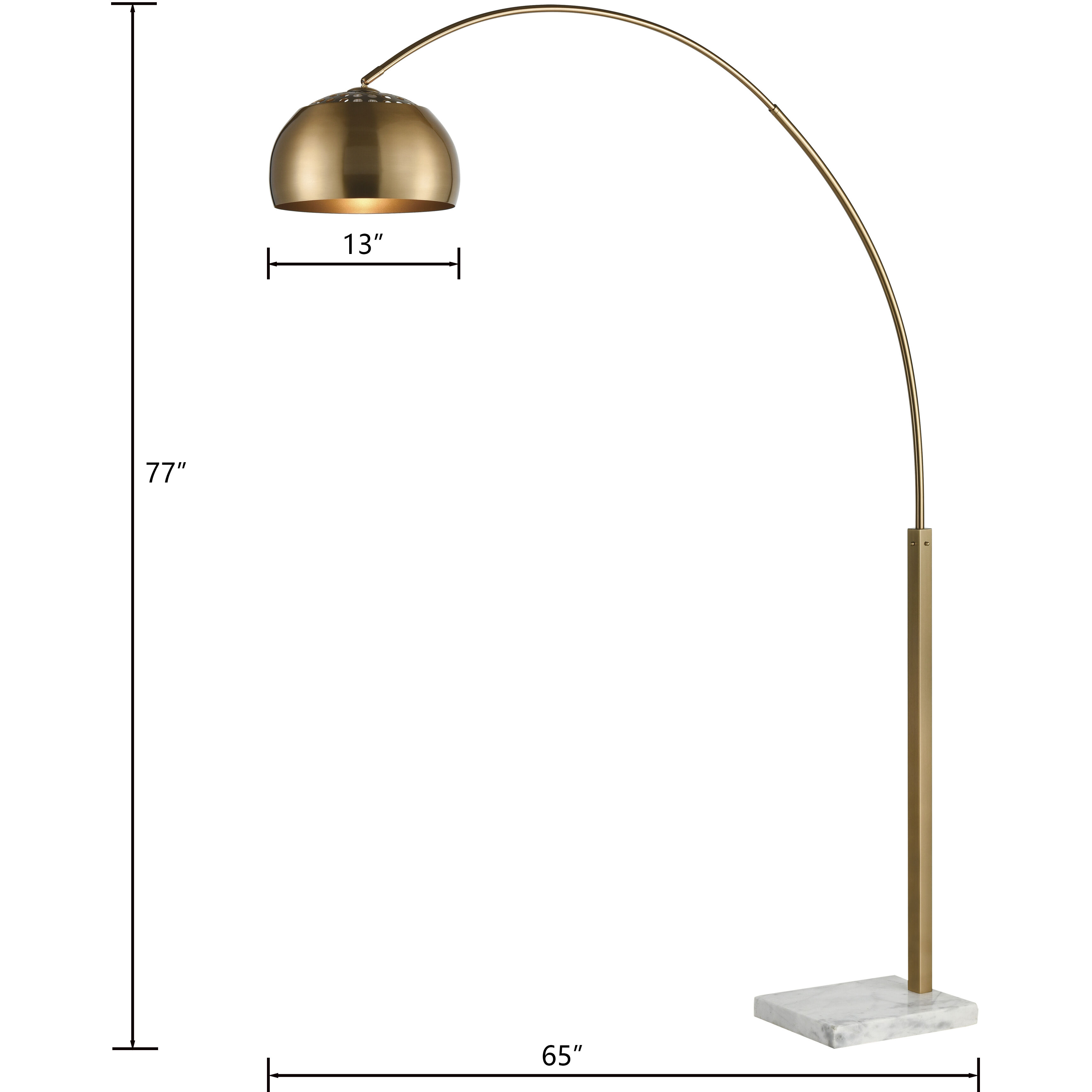 Solar Flair 77 inch 100 watt Aged Brass with White Floor Lamp Portable Light