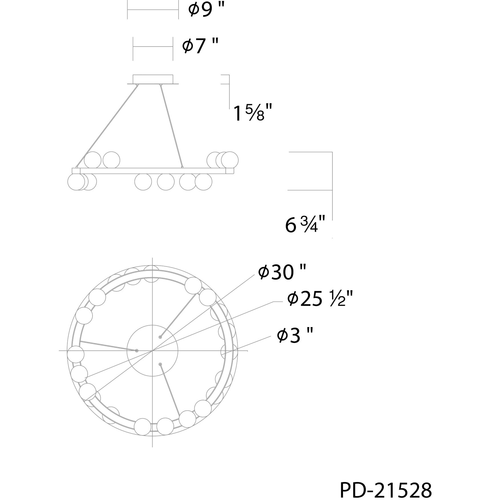 Carousel LED 28 inch Black Chandelier Ceiling Light in 3500K, dweLED