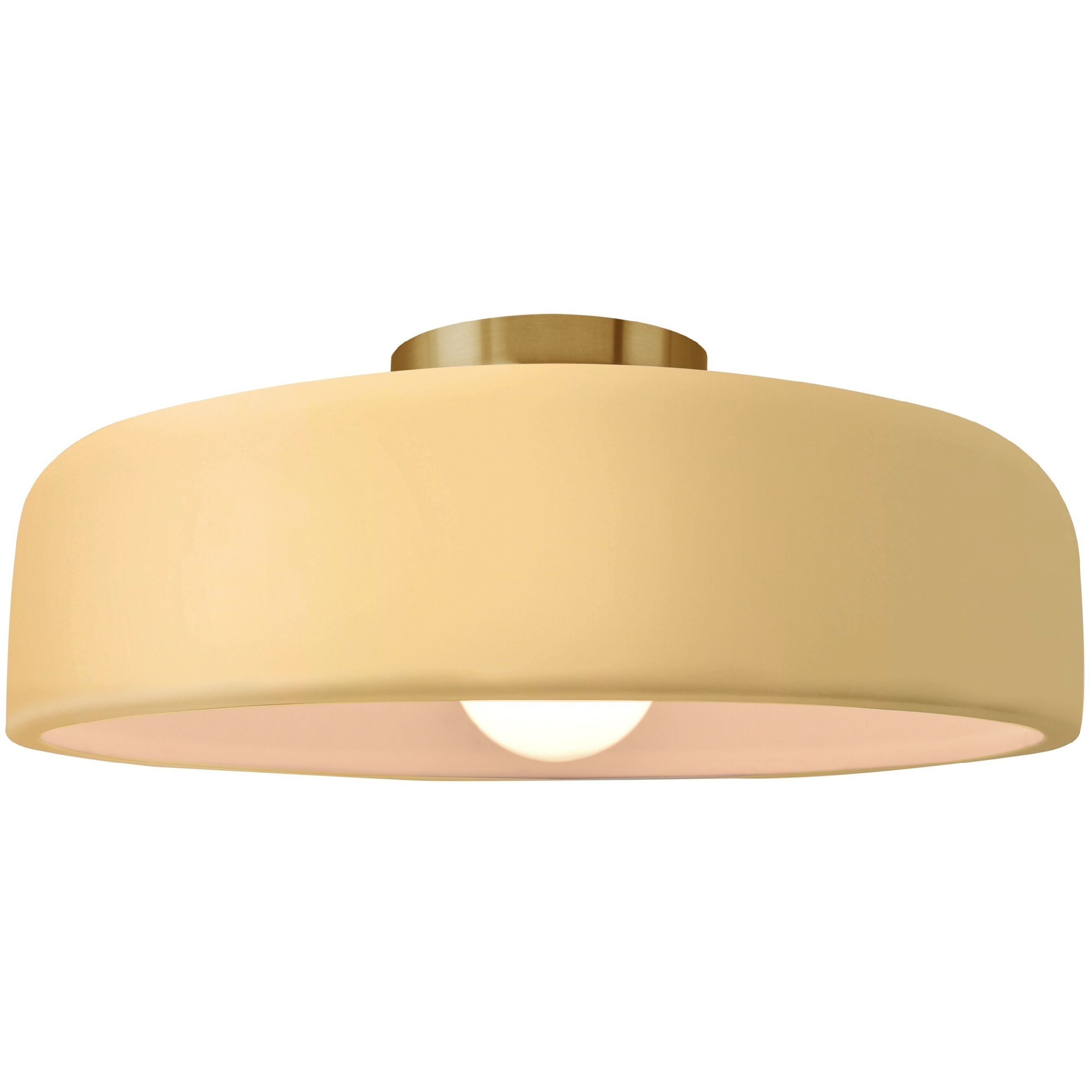 Radiance Collection - Spire LED 13 inch Muted Yellow and Brushed Brass Semi-Flush Ceiling Light in Dedicated LED, 13W x 6H, Form+Finish+Function