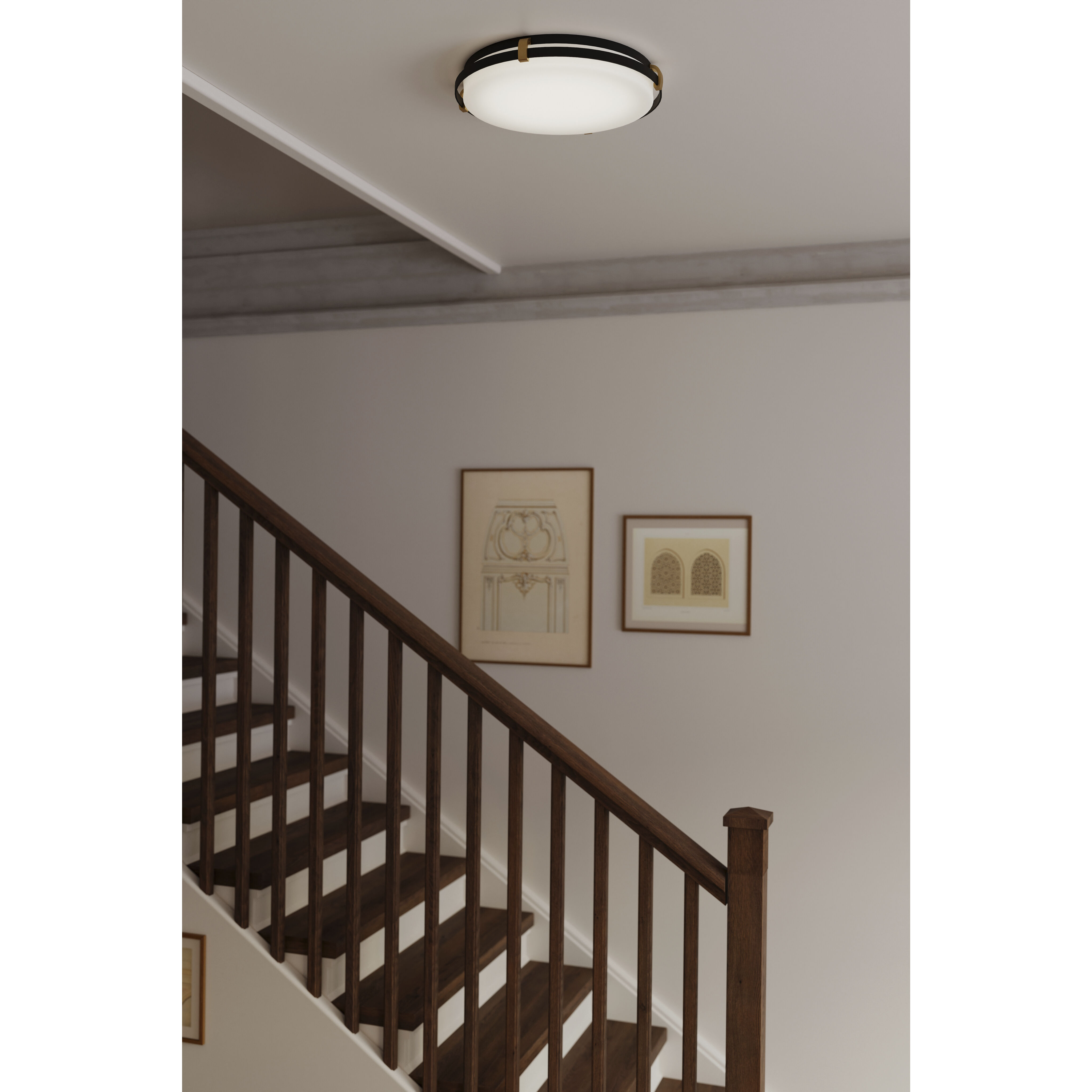 Arclume LED 18.75 inch Dark Matte Black and Legacy Brass Flush Mount Ceiling Light