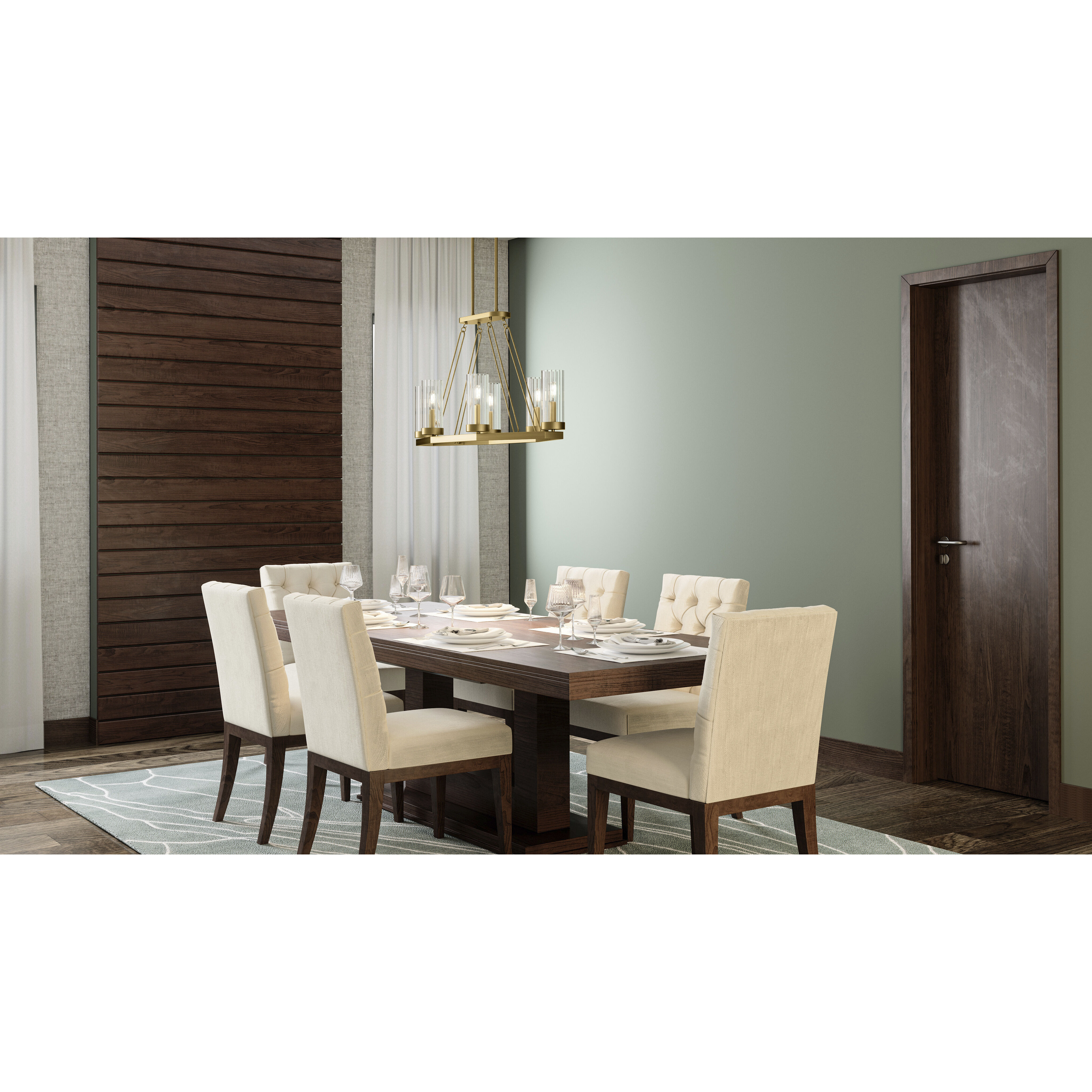 Valens 6 Light 40 inch Aged Brass Island Light Ceiling Light