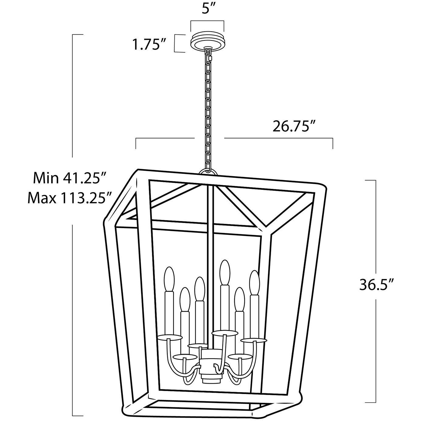 Luella 6 Light 26.75 inch Blackened Brass Lantern, Large