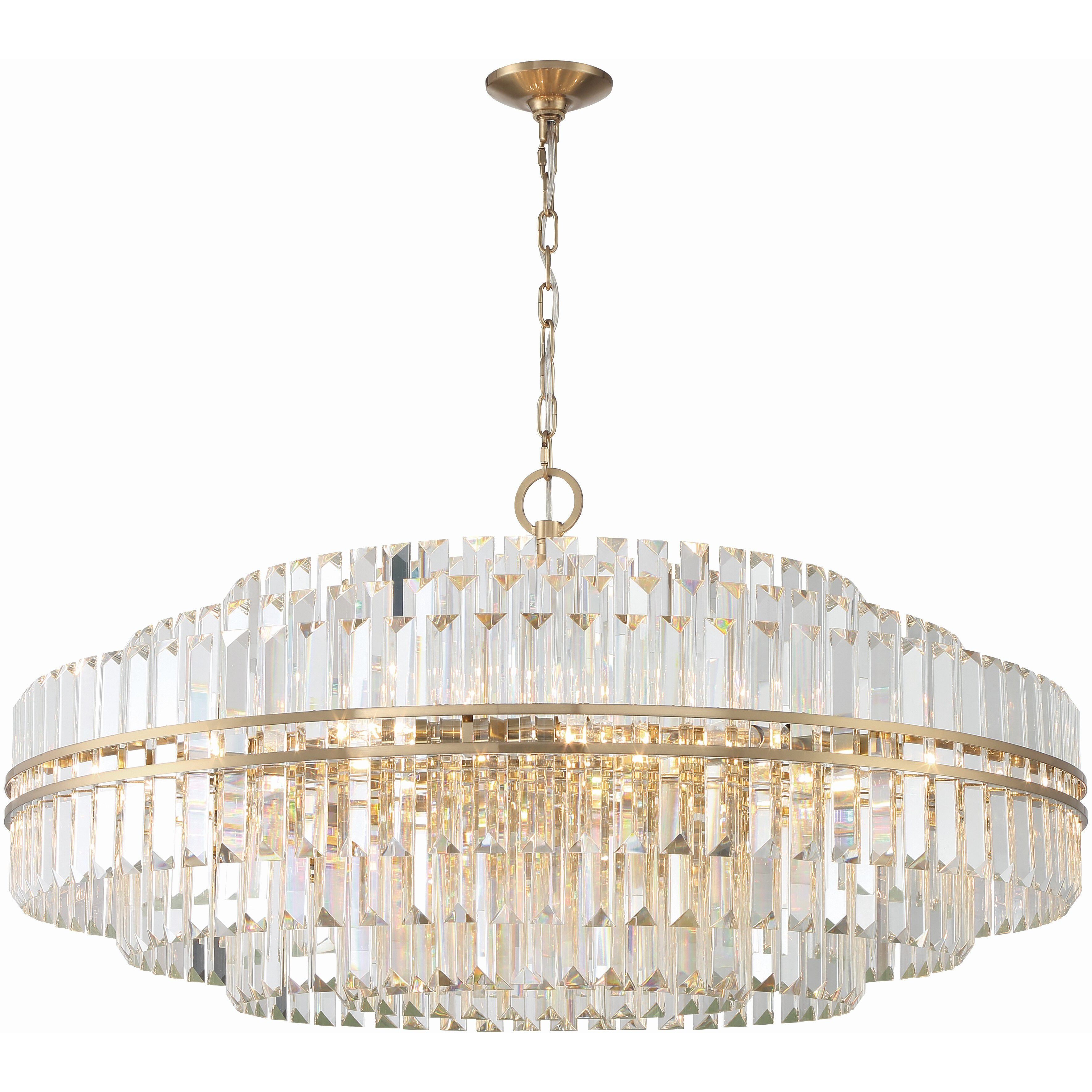 Hayes 32 Light 40.5 inch Aged Brass Chandelier Ceiling Light