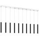 Forest LED 56.5 inch Chrome Linear Chandelier Ceiling Light in 10, 27, Matte Black Steel
