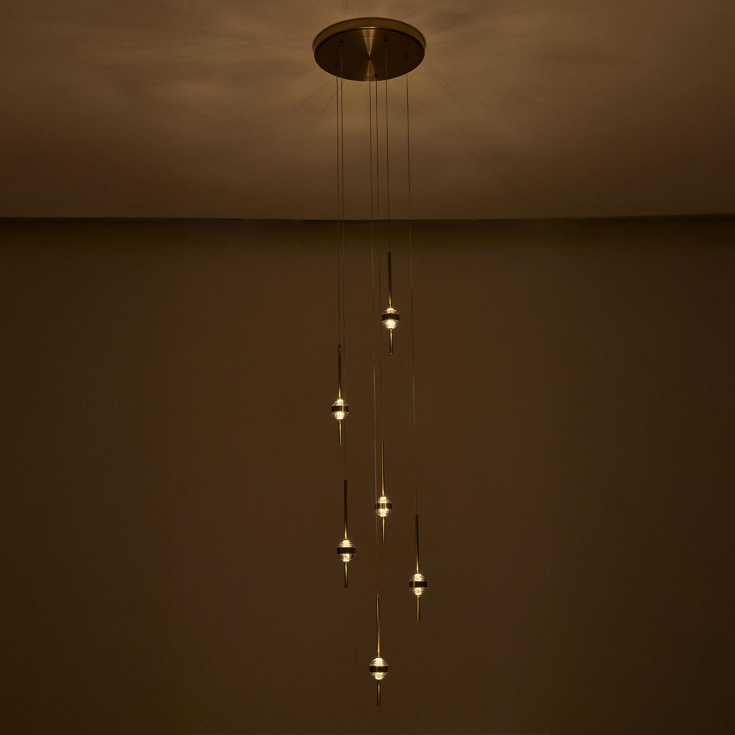 Goccia LED 16.25 inch Winter Brass Chandelier Ceiling Light