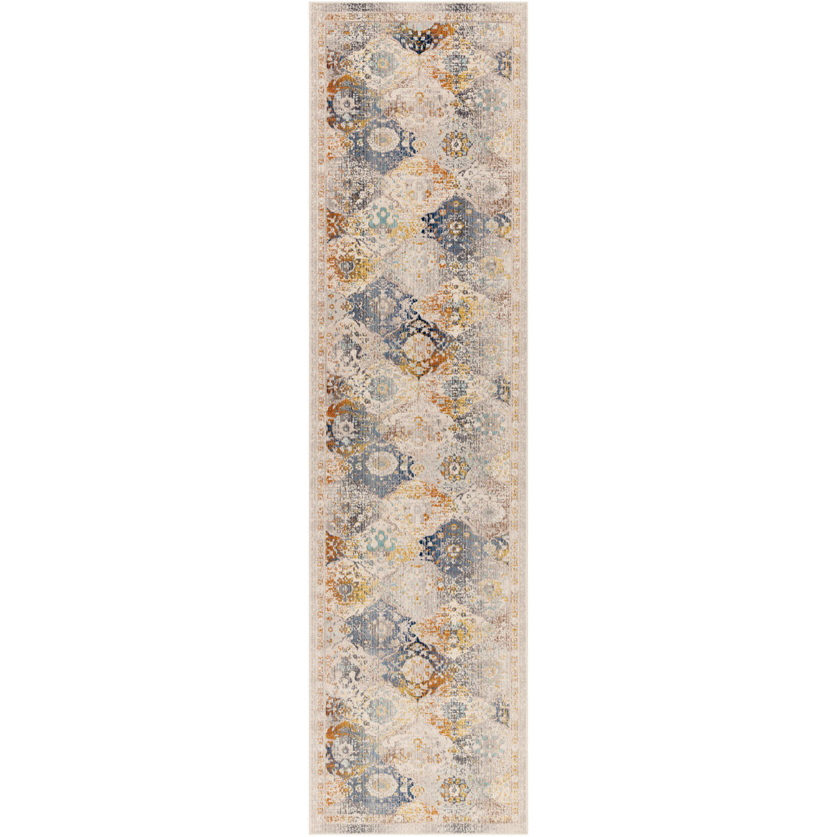 Dublin 123 X 33 inch White/Aqua/Charcoal/Burnt Orange/Saffron Rugs