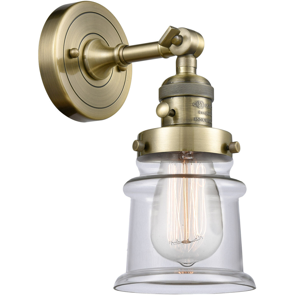 Franklin Restoration Small Canton LED 6.5 inch Antique Brass Sconce Wall Light in Clear Glass, Franklin Restoration