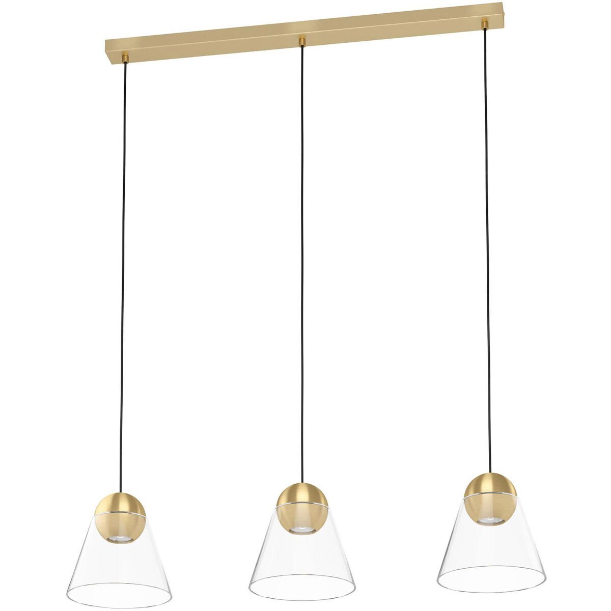 Cerasella 3 Light 35.43 inch Brushed Brass Linear Pendant Ceiling Light