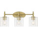 Solventa 3 Light 23.5 inch Vintage Brass Bathroom Vanity Light Wall Light