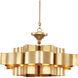 Grand Lotus 6 Light 30 inch Antique Gold Leaf Chandelier Ceiling Light, Large, Semi-Flush Convertible
