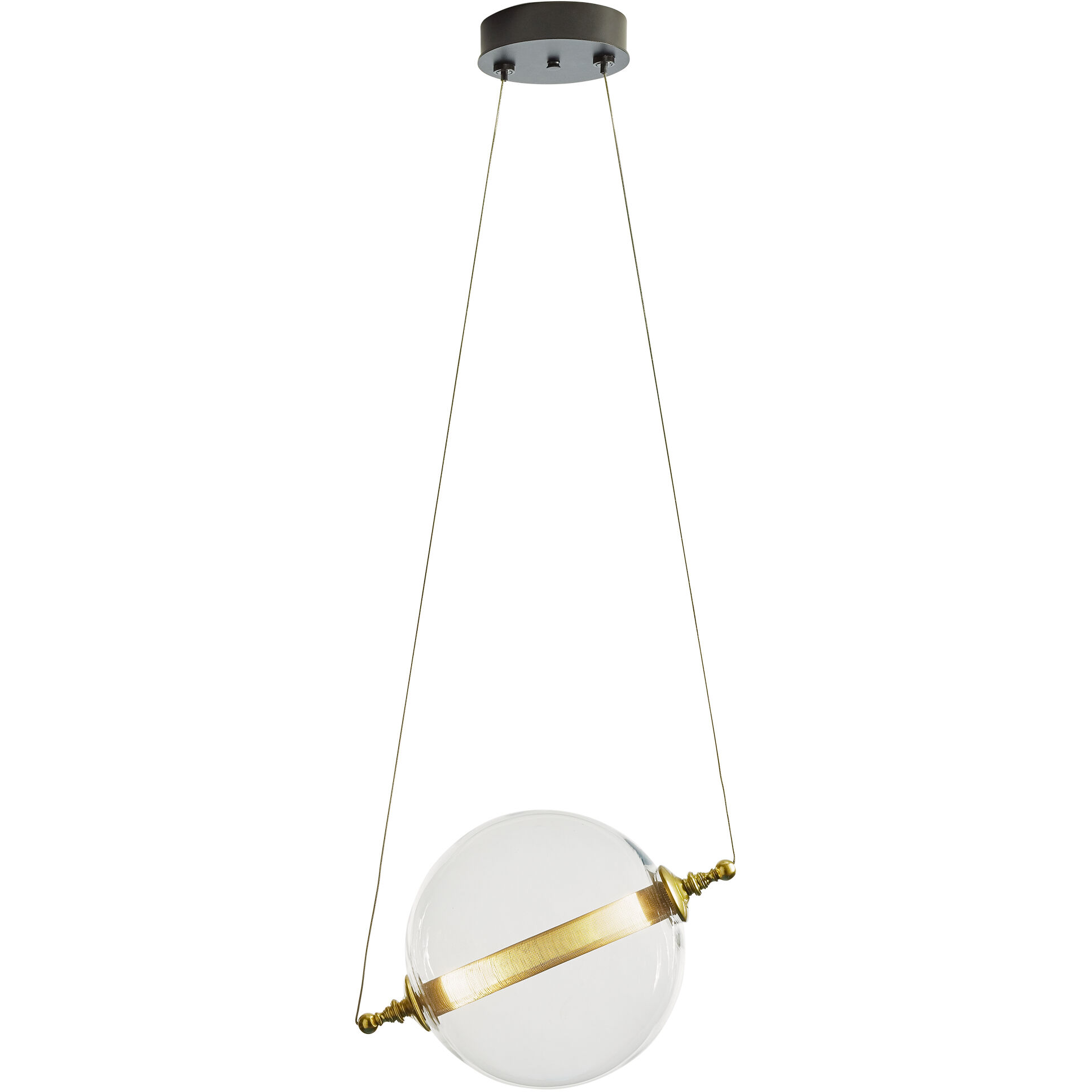 Otto LED 16.1 inch Black with Brass Accents Mini Pendant Ceiling Light, Sphere