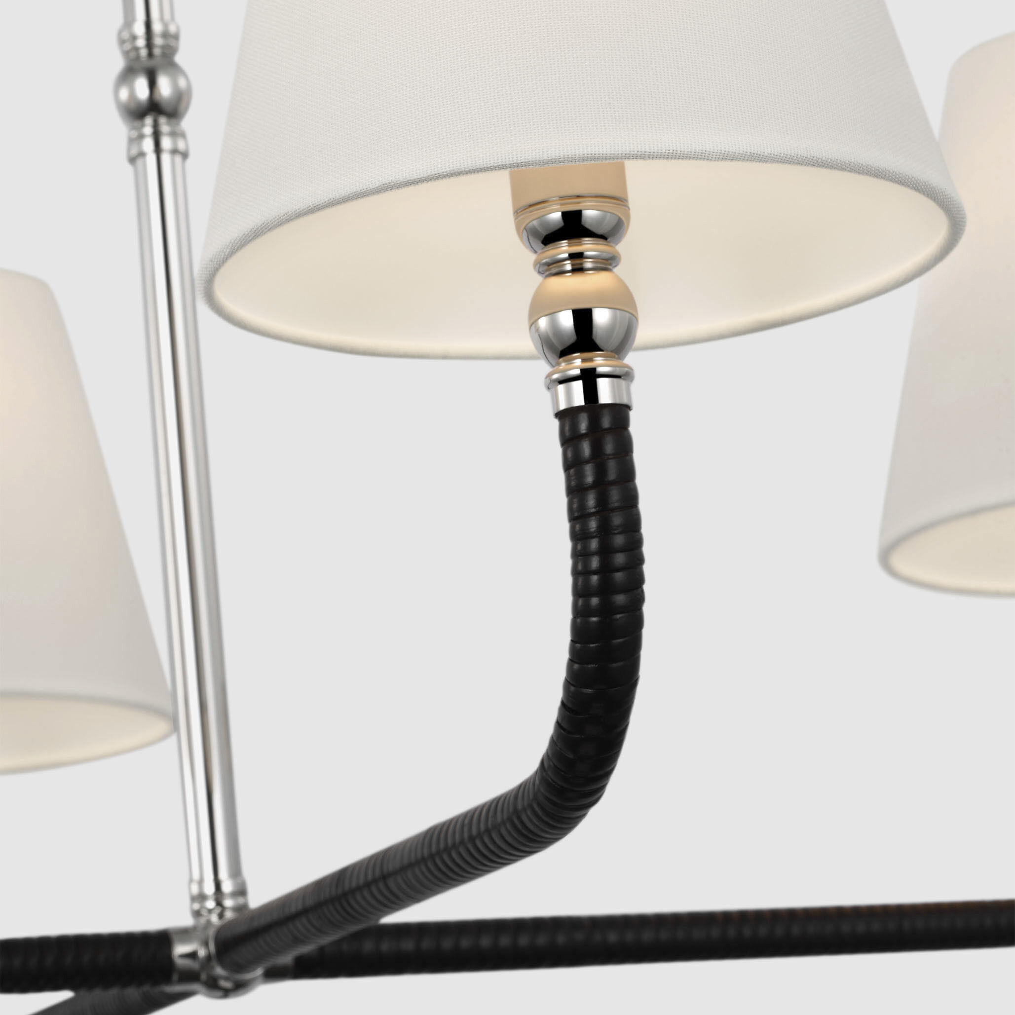 Chapman & Myers Basden LED 32 inch Polished Nickel and Black Rattan Single Tier Chandelier Ceiling Light, Medium