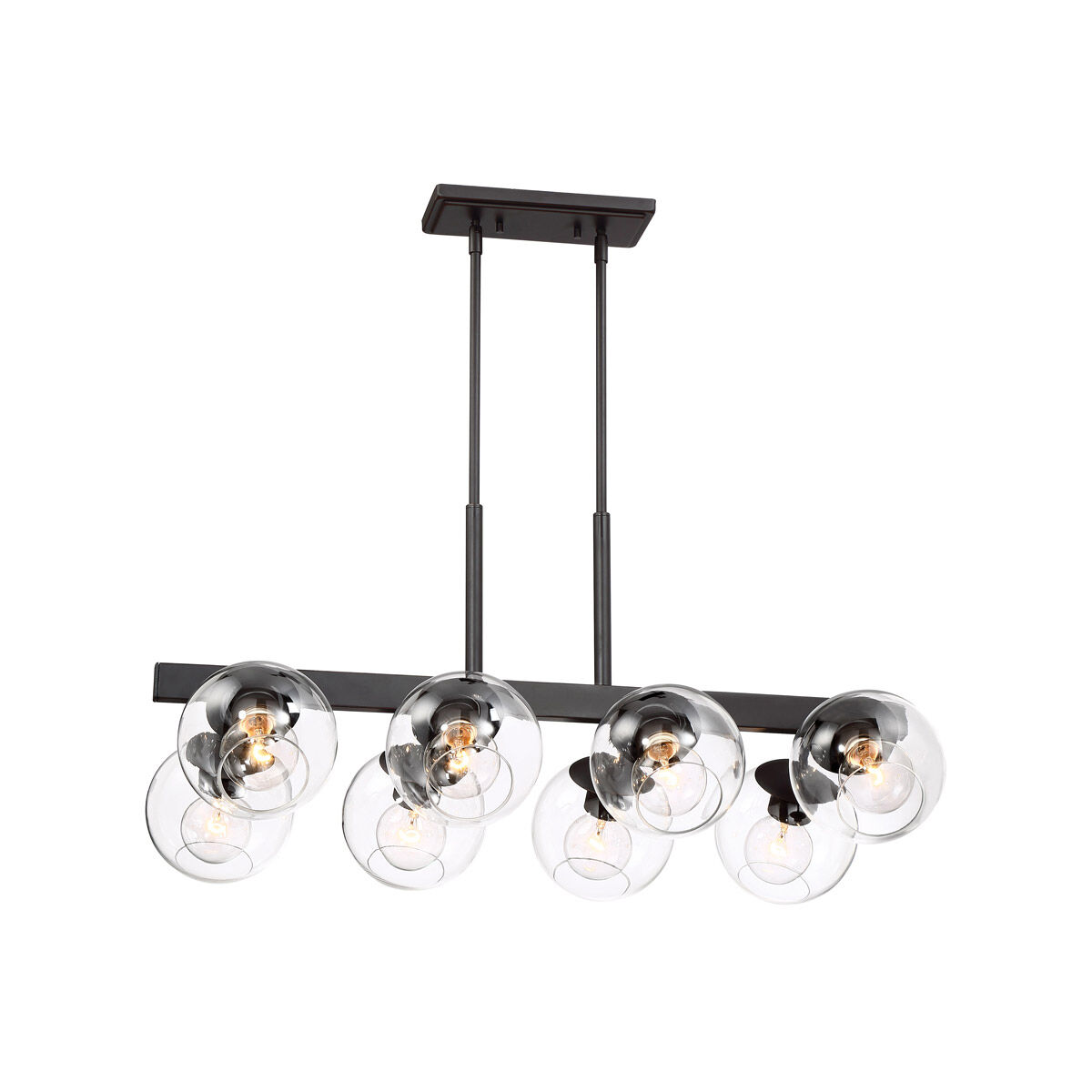 Meridian 8 Light 33 inch Satin Bronze Linear Chandelier Ceiling Light