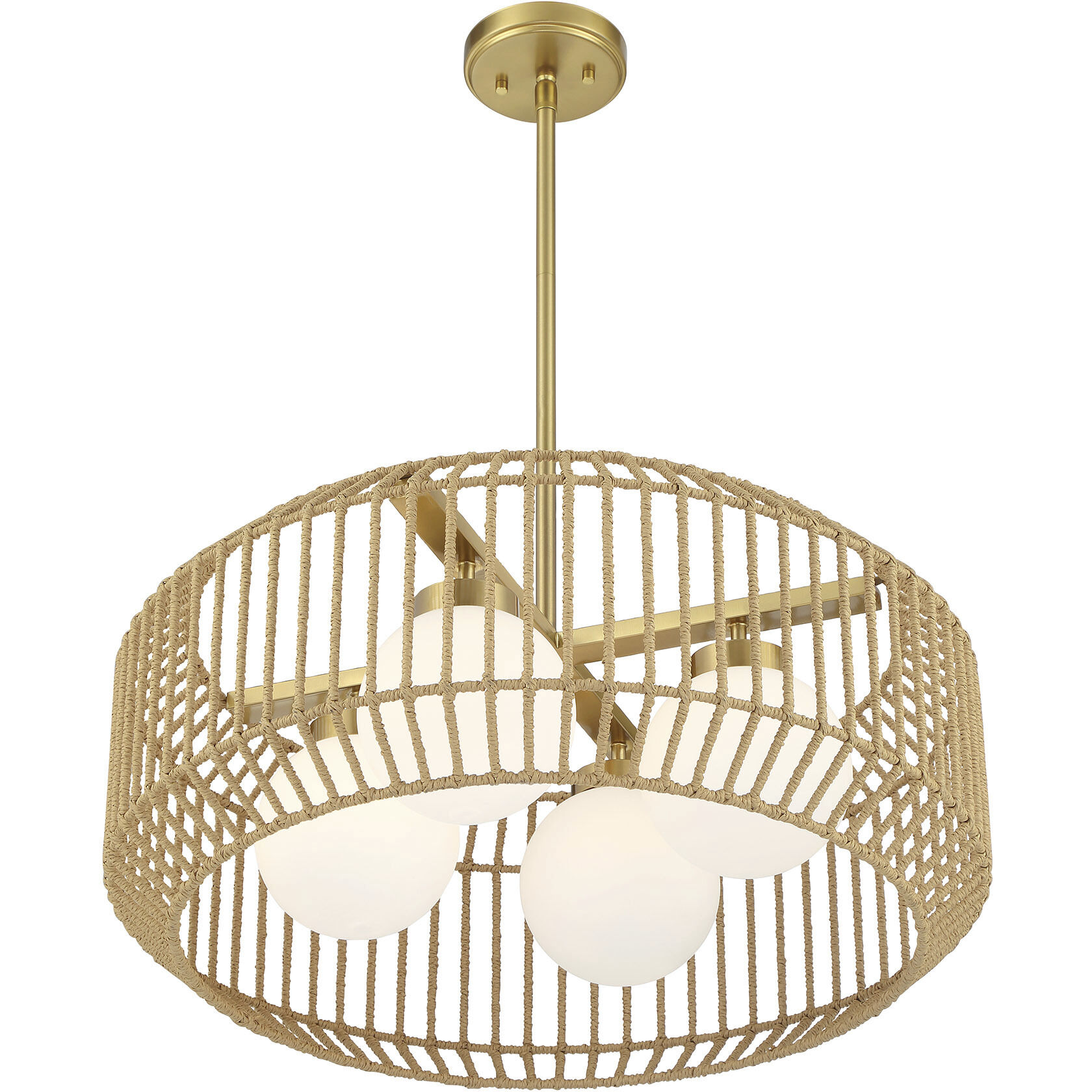 Pastis 4 Light 24 inch Warm Brass Pendant Ceiling Light