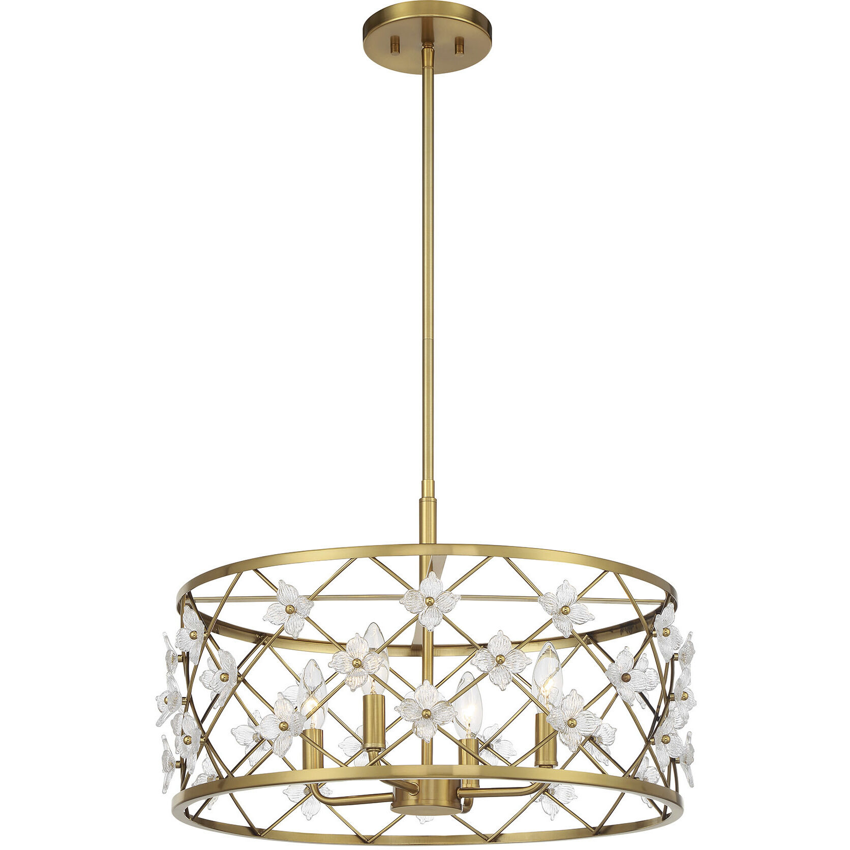 Bailey 4 Light 20 inch Warm Brass Convertible Semi-Flush or Pendant Ceiling Light