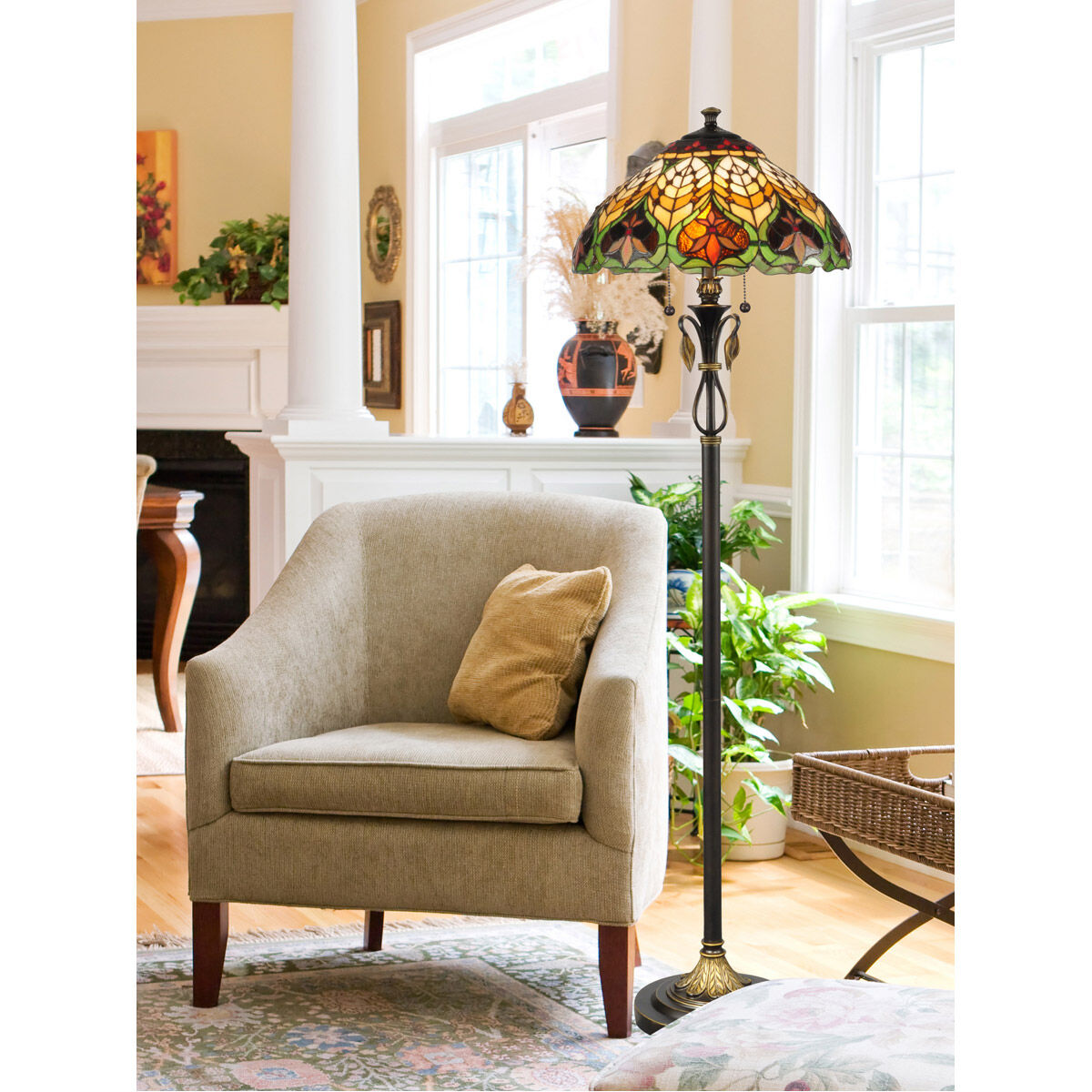 Evelyn 60 inch 75.00 watt Antique Brass Floor Lamp Portable Light