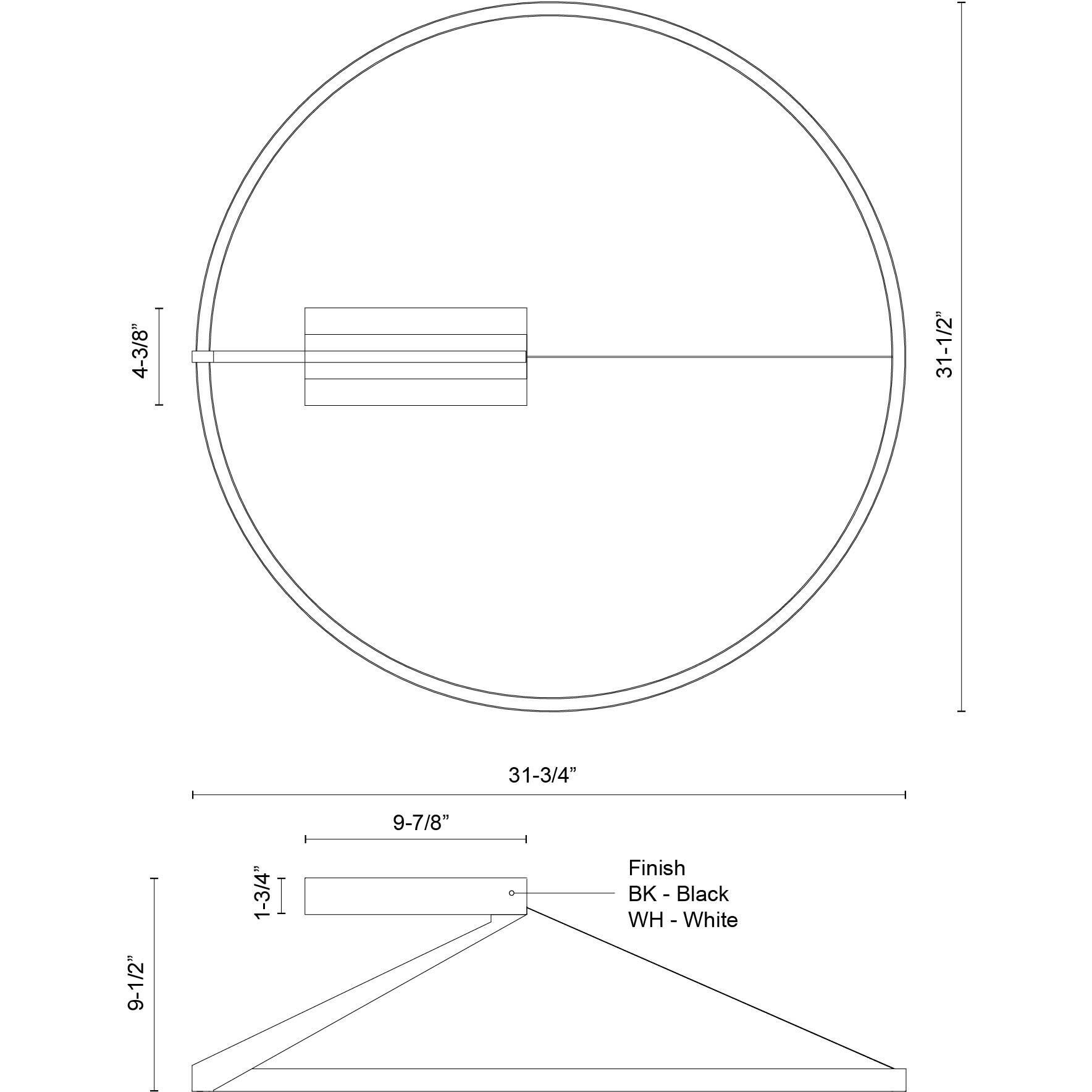 Roda LED 31.5 inch White Semi-Flush Mount Ceiling Light