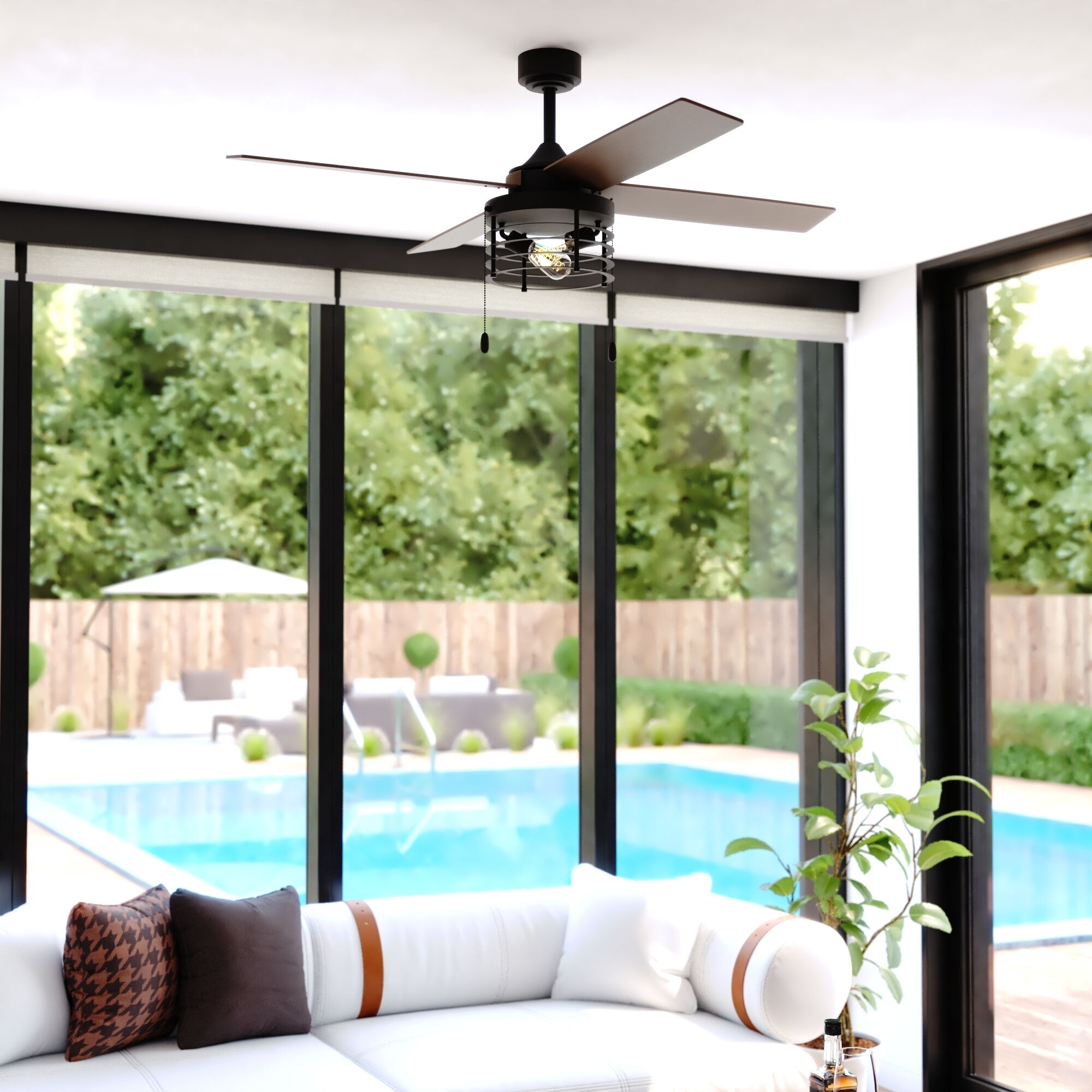 Rowan 22.44 inch Black with Driftwood-Black Walnut Blades Ceiling Fan