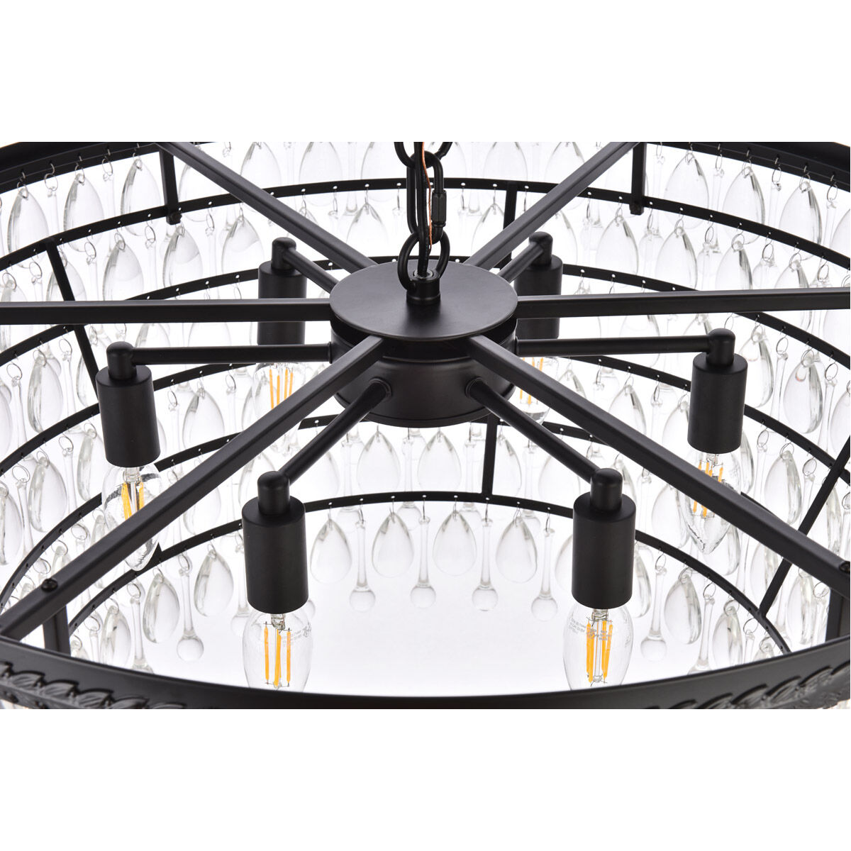 Nordic 6 Light 28 inch Black Chandelier Ceiling Light