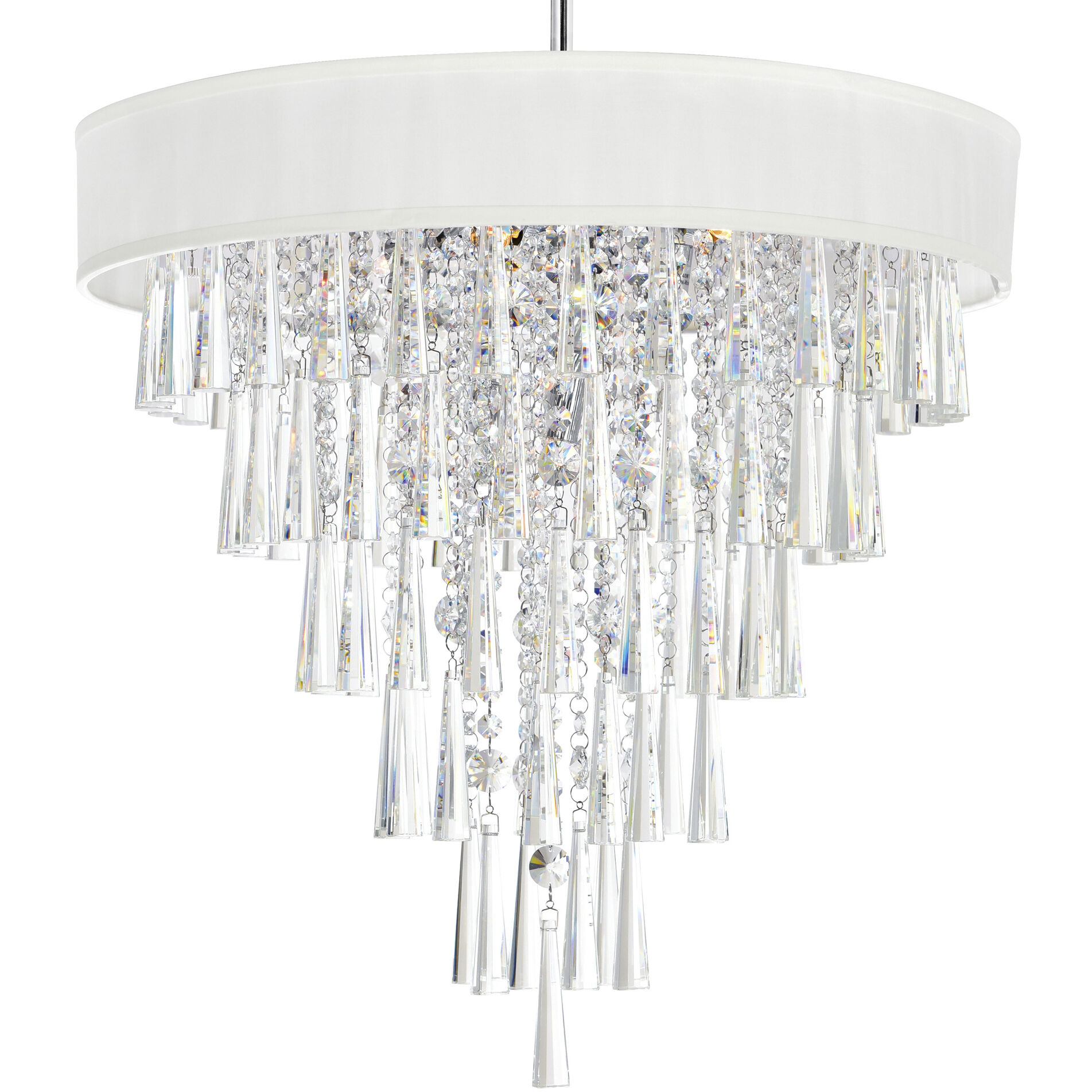 Franca 8 Light 22 inch Chrome Drum Shade Chandelier Ceiling Light in Off White