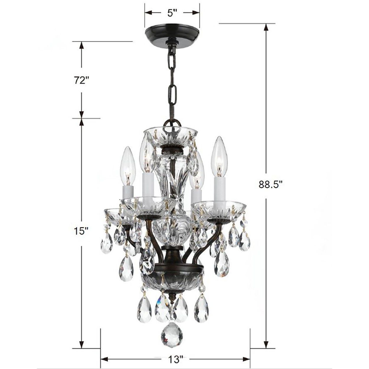 Welton 4 Light 11 inch English Bronze Mini Chandelier Ceiling Light in Clear Spectra