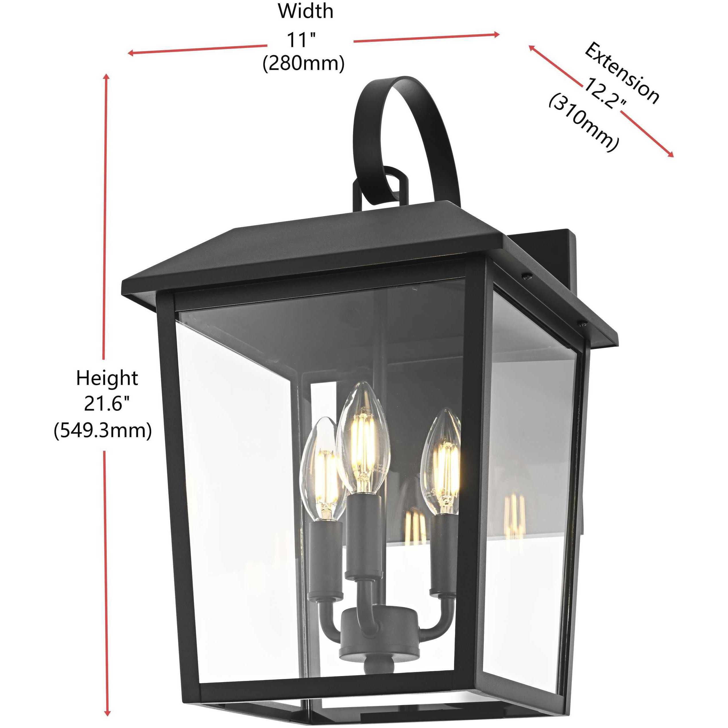 Riggs 3 Light 17.5 inch Black Outdoor Wall Sconce