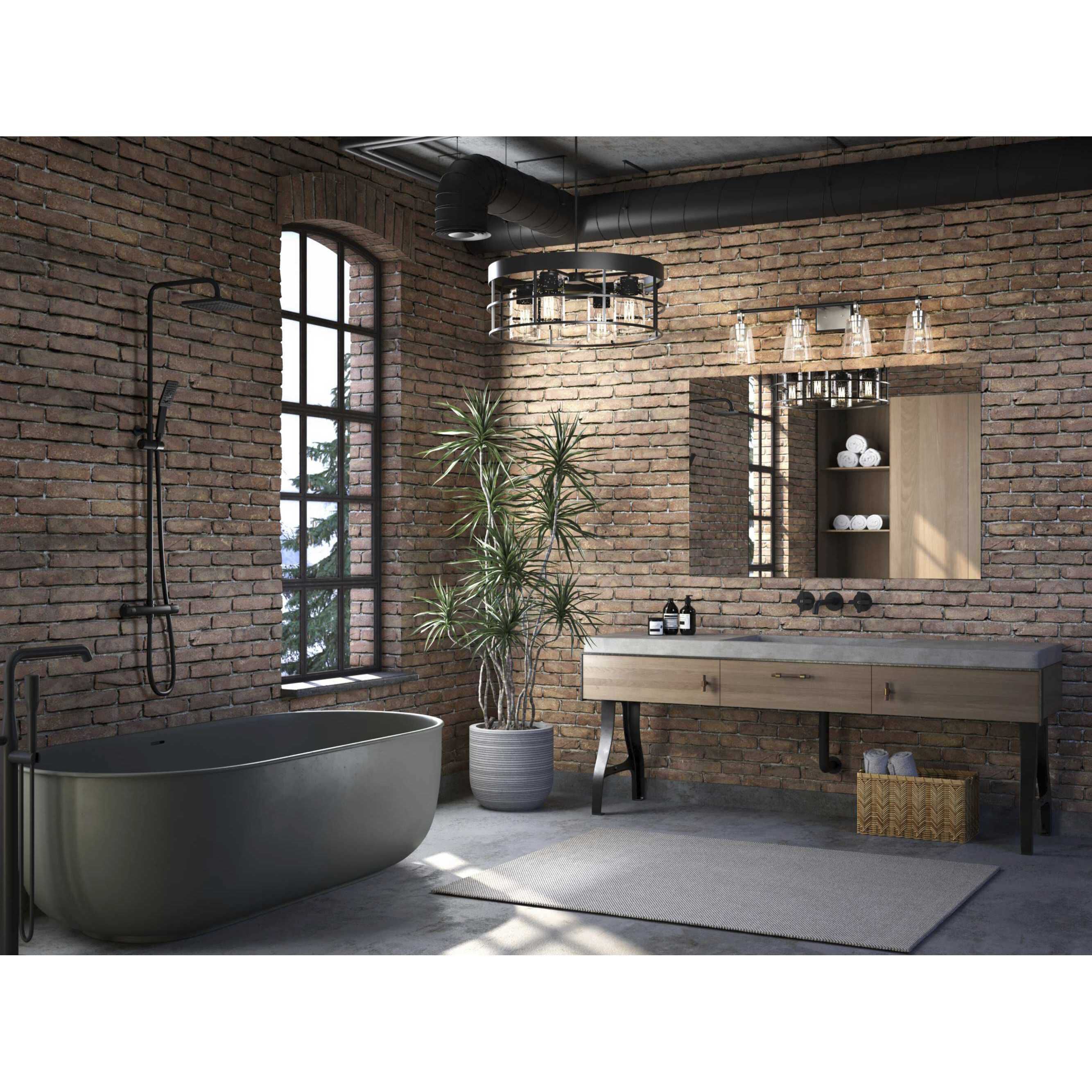 Burgess 4 Light 23.75 inch Matte Black Chandelier Ceiling Light, Design Series