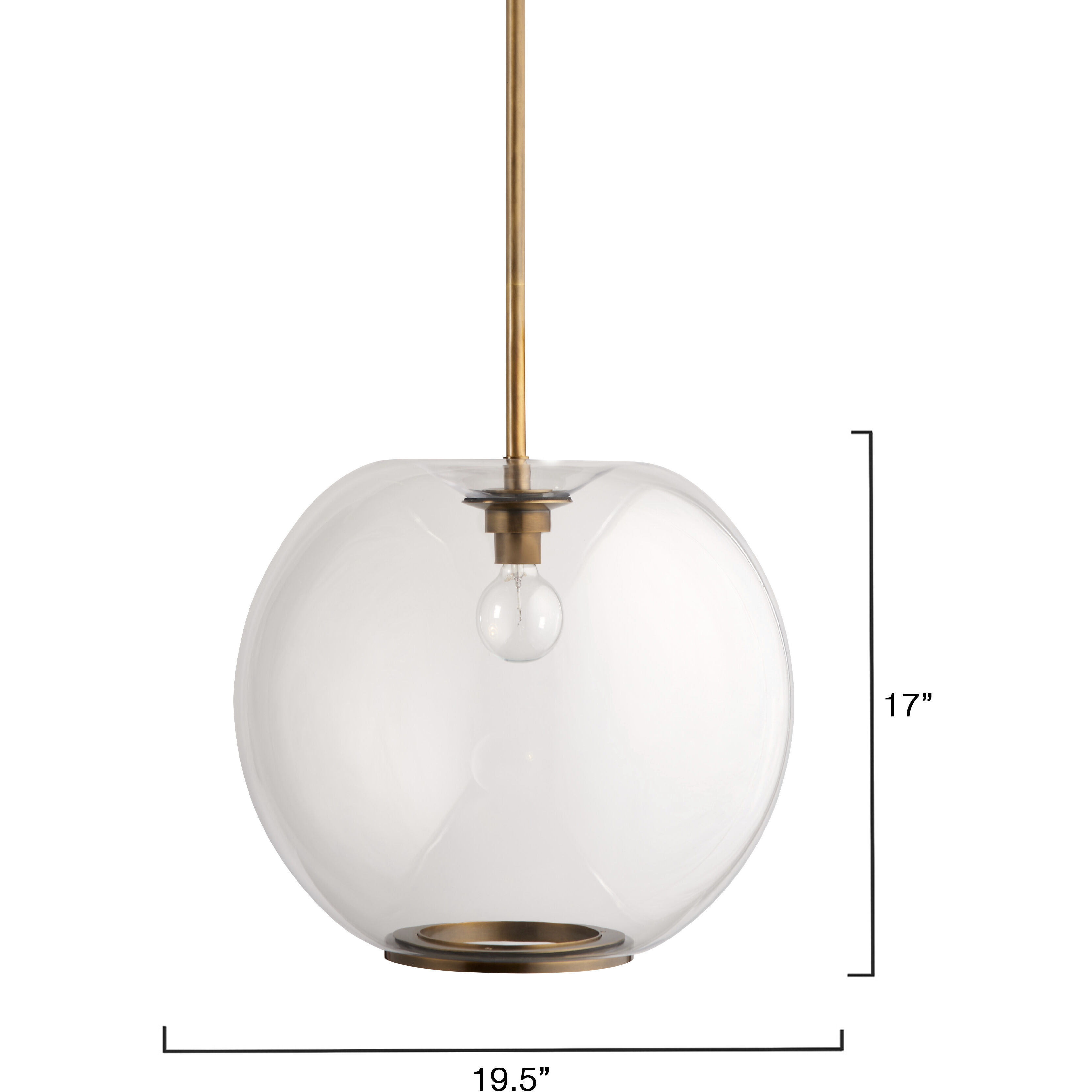 Helium 1 Light 19.5 inch Brass Pendant Ceiling Light