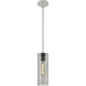 Downtown Urban Crown Point 1 Light 3.88 inch Satin Nickel Pendant Ceiling Light in Plated Smoke