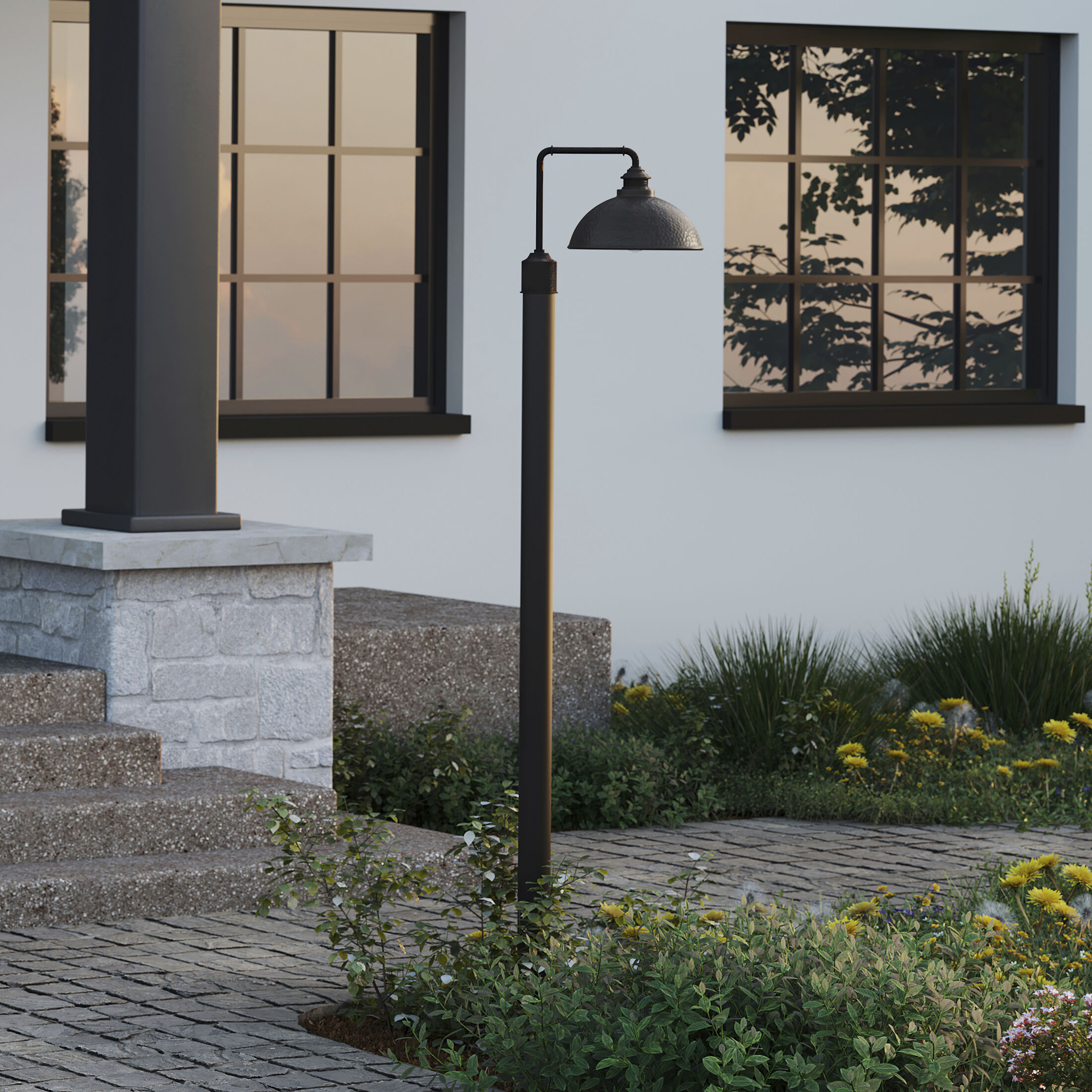 Englewood 1 Light 16 inch Antique Pewter Outdoor Post Lantern