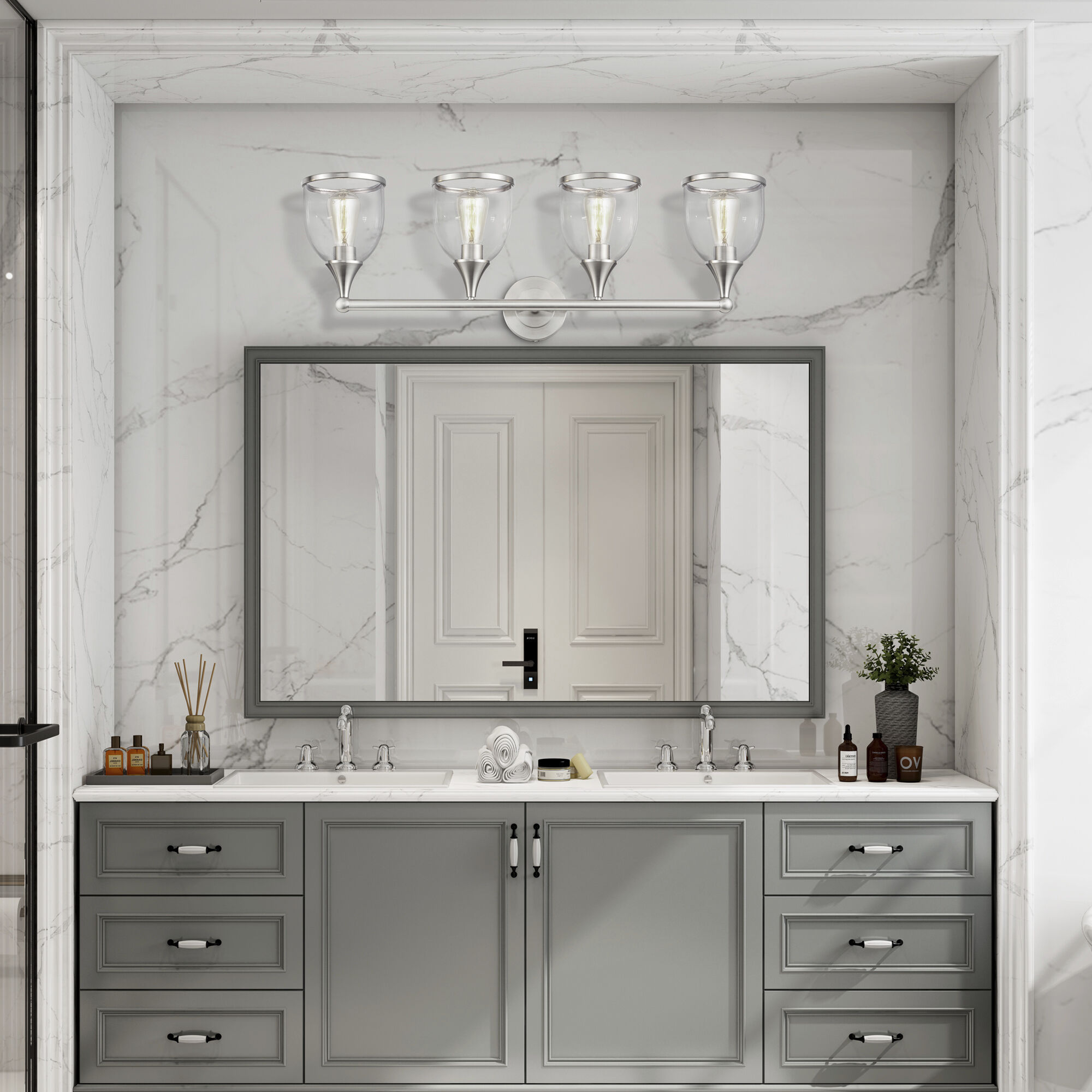 Ashridge 4 Light 35.75 inch Brushed Nickel Vanity Wall Sconce Wall Light