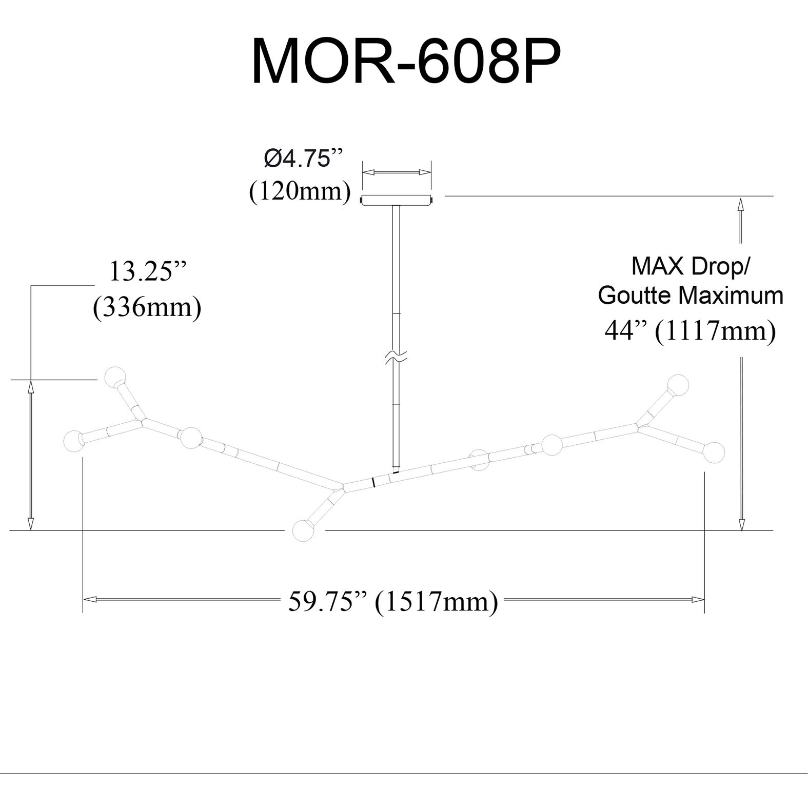 Morgan 8 Light 59.75 inch Aged Brass Horizontal Pendant Ceiling Light