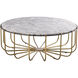 Demille 48 X 48 inch Satin Brass with Cream and Antique Bronze Coffee Table