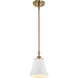 Dover 1 Light 7 inch White/Vintage Brass Pendant Ceiling Light
