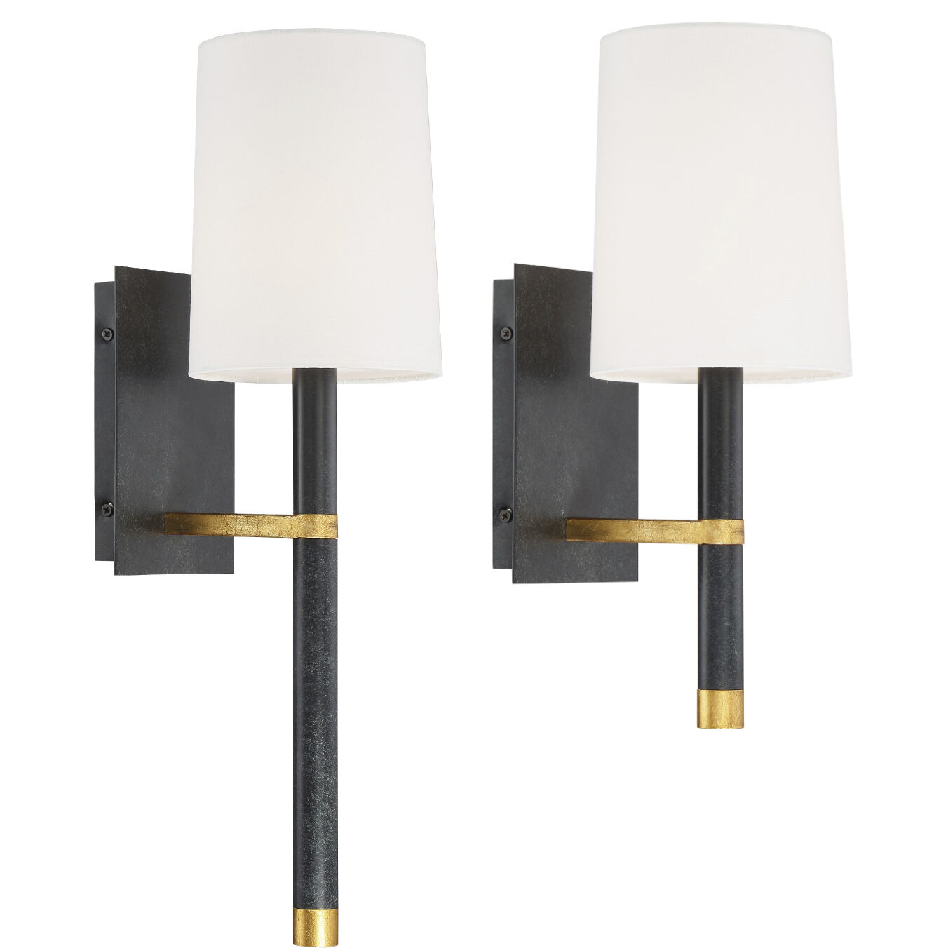 Weston Sconce Wall Light in Black and Antique Gold