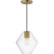 Geode 1 Light 9.5 inch Natural Aged Brass Single Pendant Ceiling Light