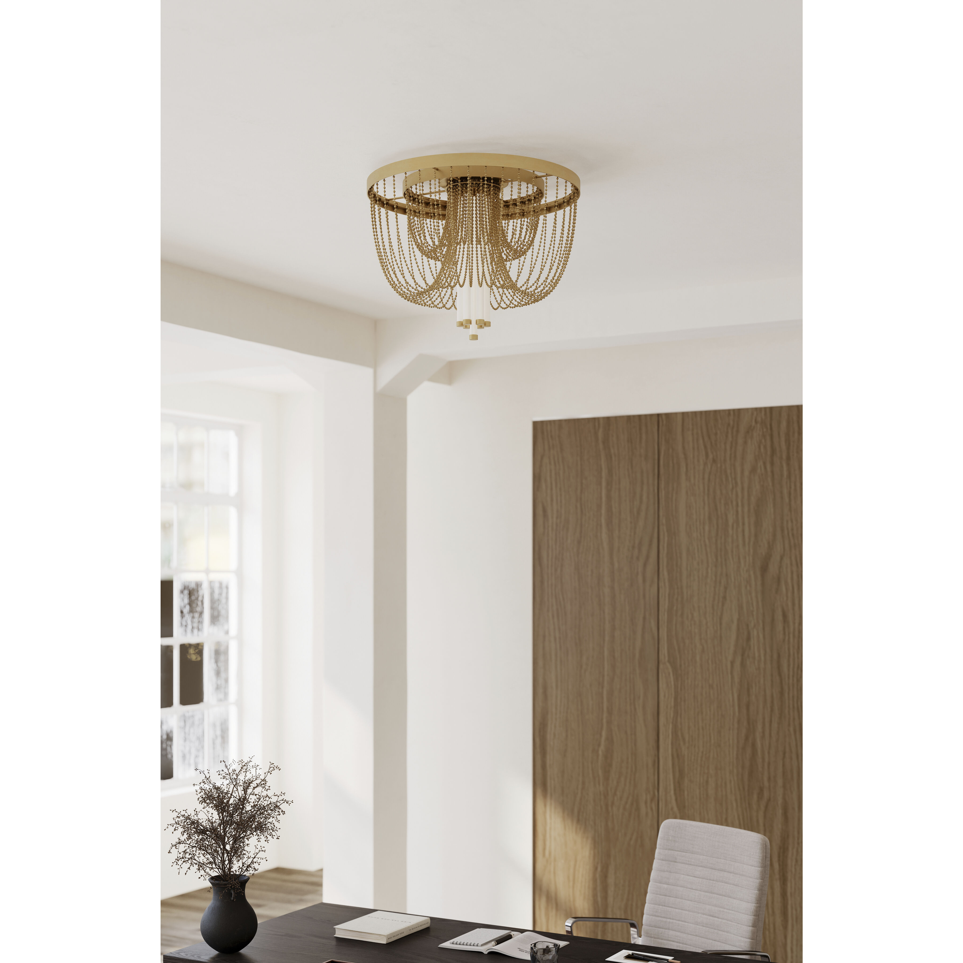 Jezelle LED 24 inch Legacy Brass Flush Mount Ceiling Light