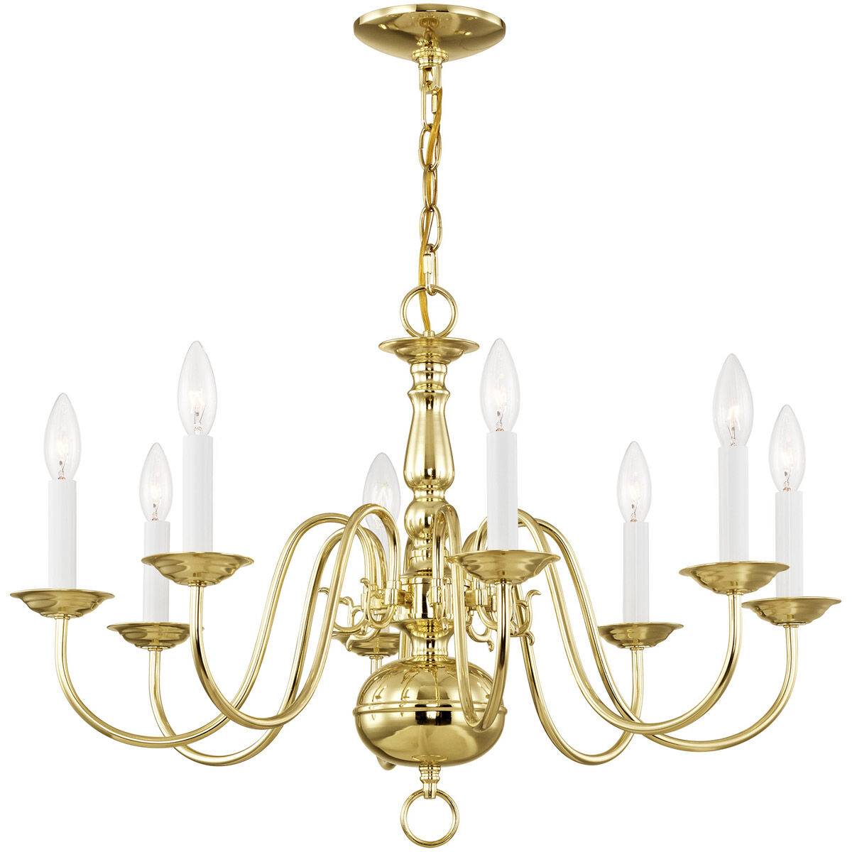 Williamsburgh 8 Light 26 inch Polished Brass Chandelier Ceiling Light