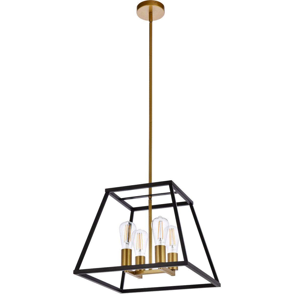 Declan 4 Light 16 inch Black and Brass Pendant Ceiling Light