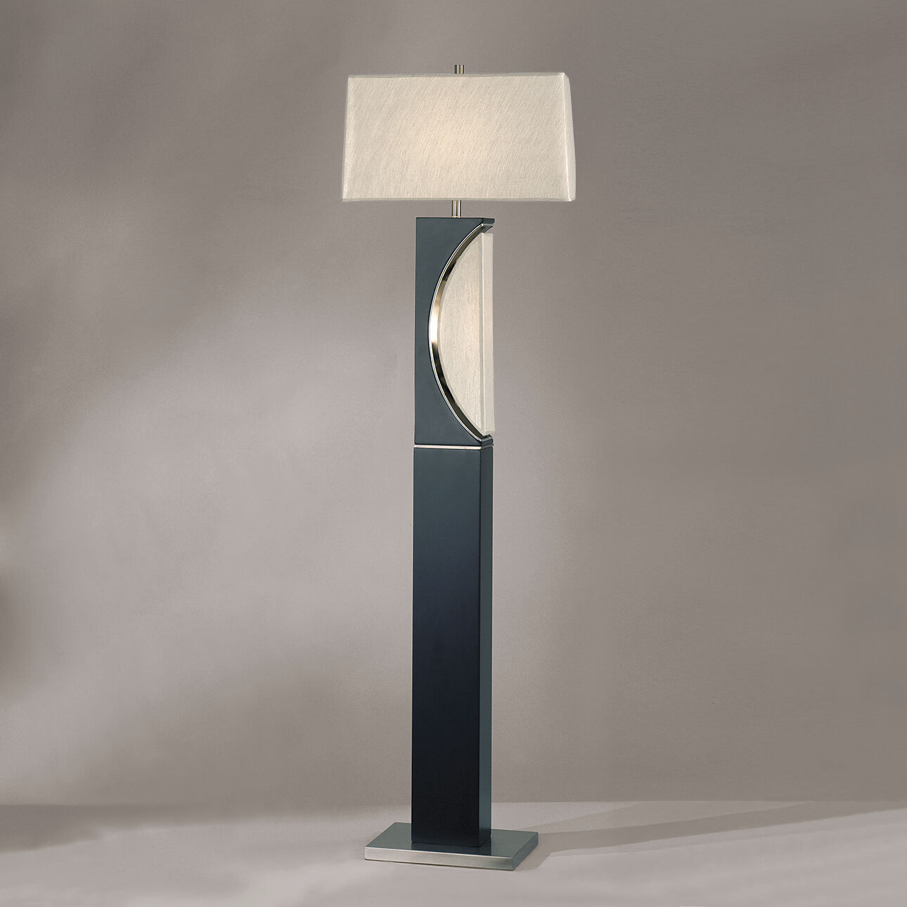 Half Moon 63 inch 100.00 watt Charcoal Gray and Brushed Nickel Floor Lamp Portable Light
