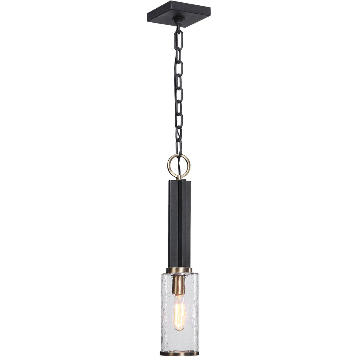 Jarsdel 1 Light 5 inch Black and Antique Brass Mini Pendant Ceiling Light