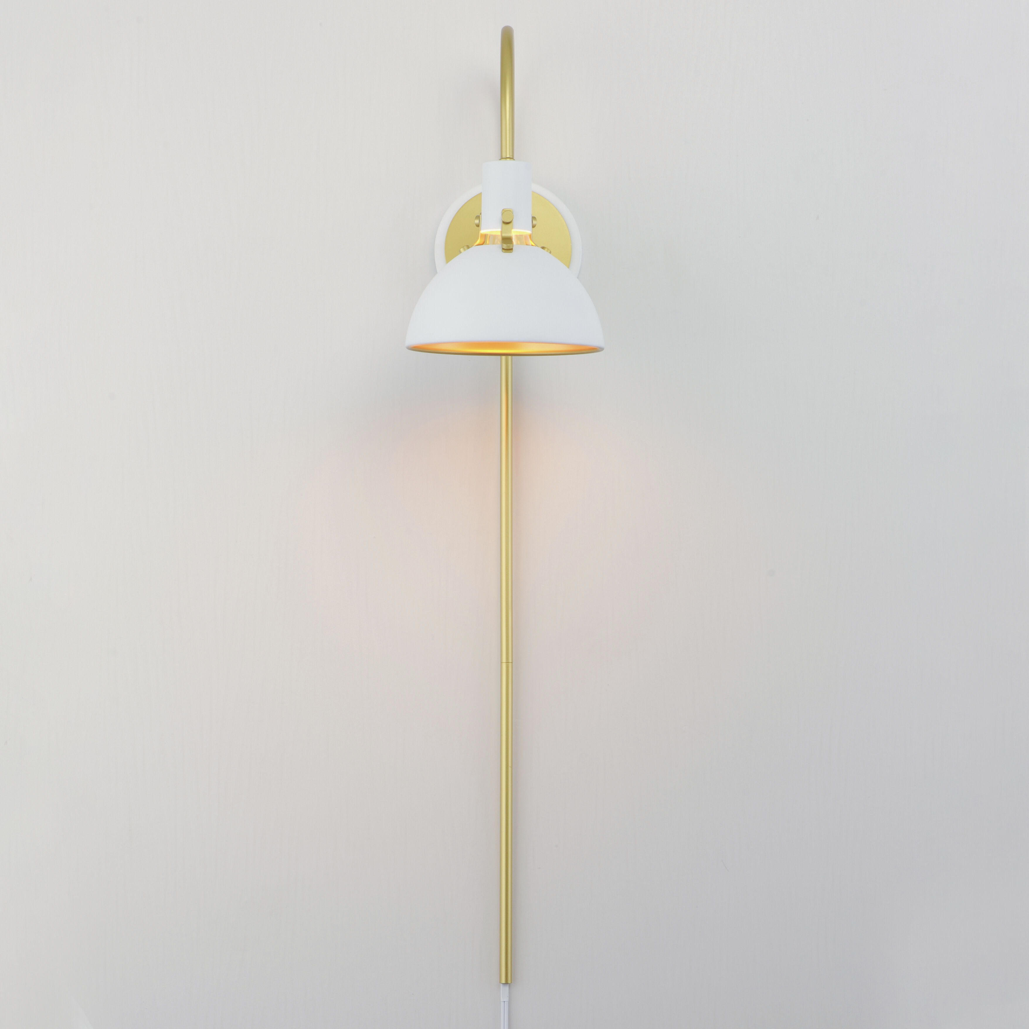 Dawn Wall Sconce Wall Light in White and Satin Brass