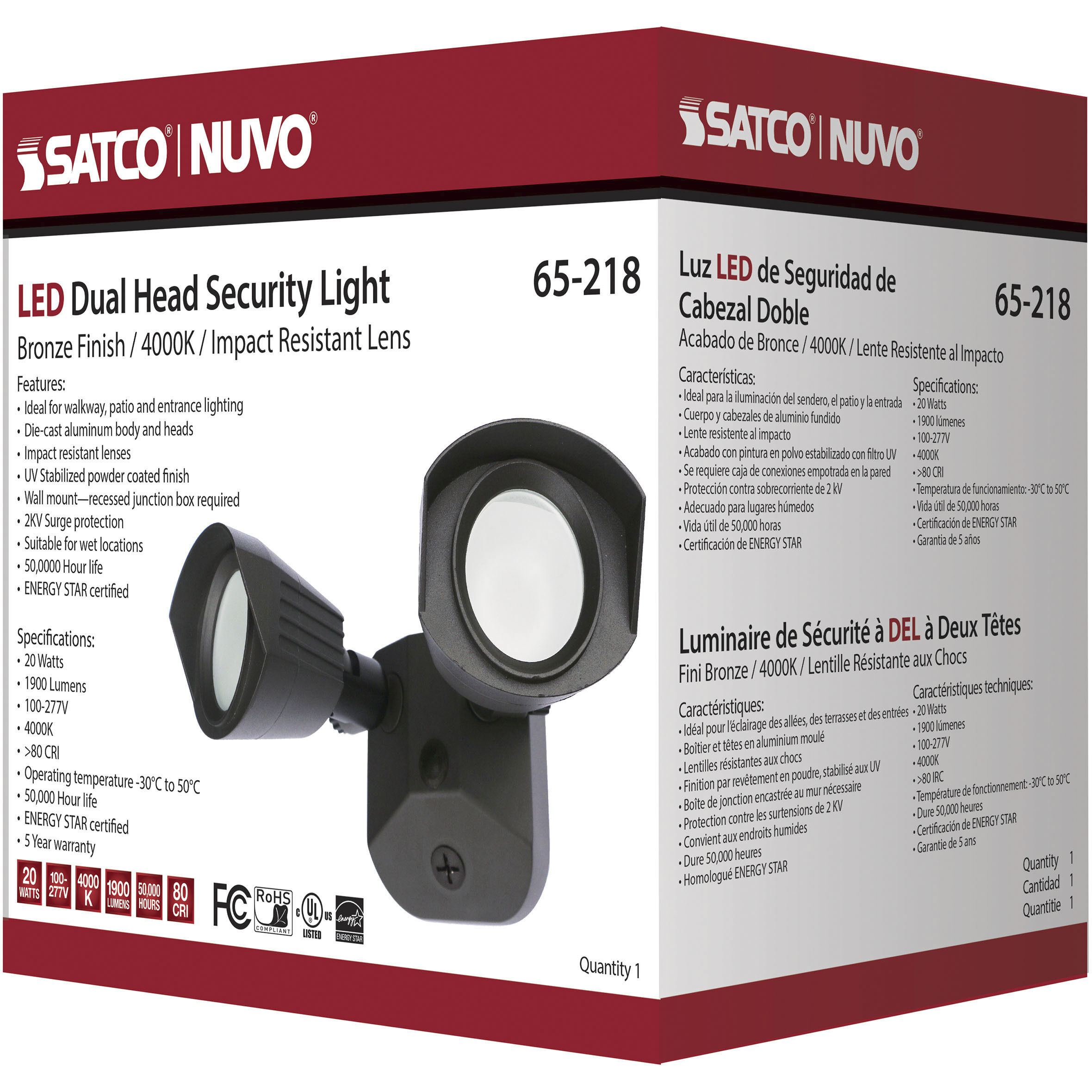 Brentwood LED 4 inch Bronze Outdoor Security Light