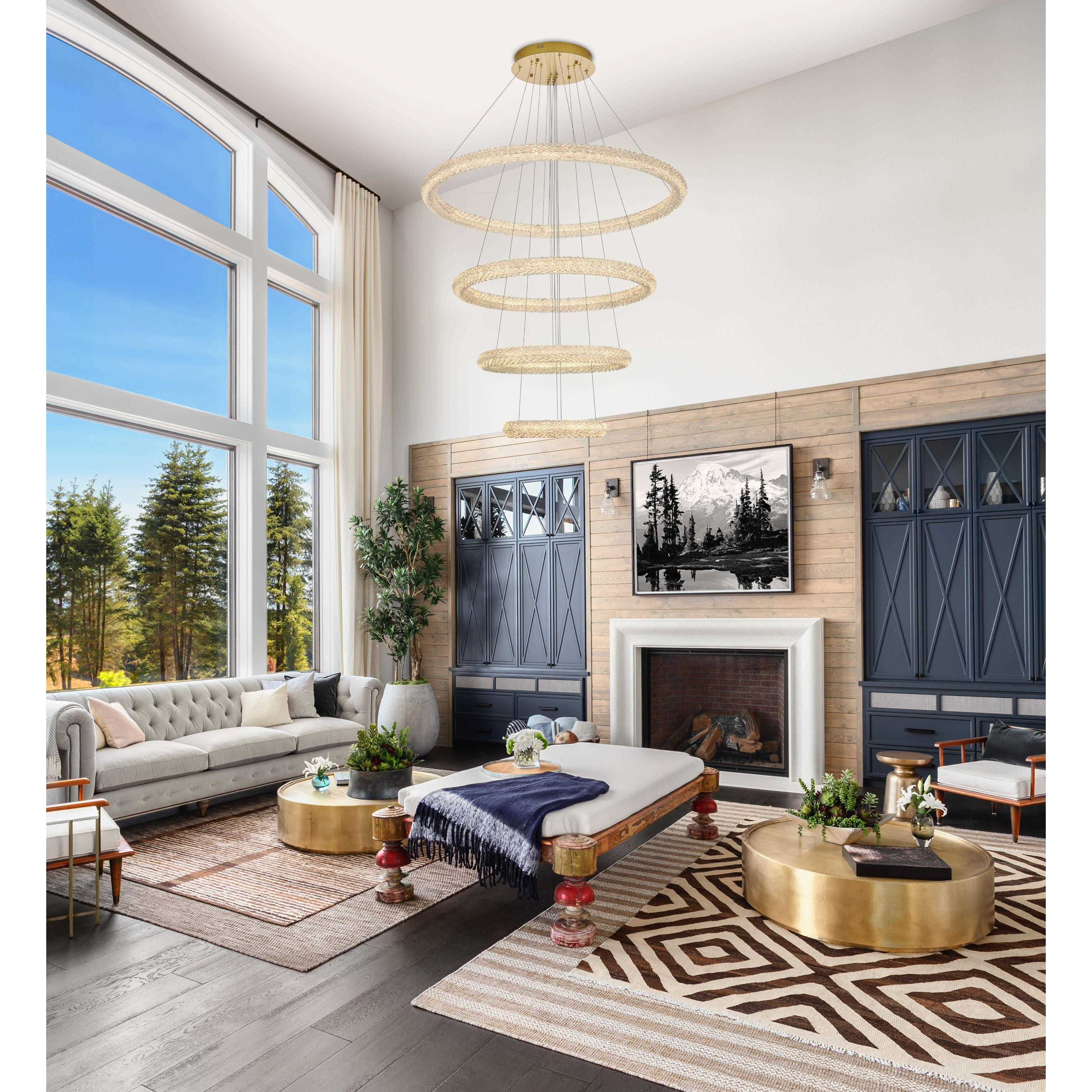 Bowen 4 Light 42 inch Satin Gold Chandelier Ceiling Light