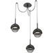 Cabochon LED 14.1 inch Matte Black with Black Marble Swag Multi-Pendant Ceiling Light in Smoke, 2700K LED