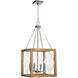 Perspex 4 Light 16 inch Brushed Nickel Lantern Pendant Ceiling Light