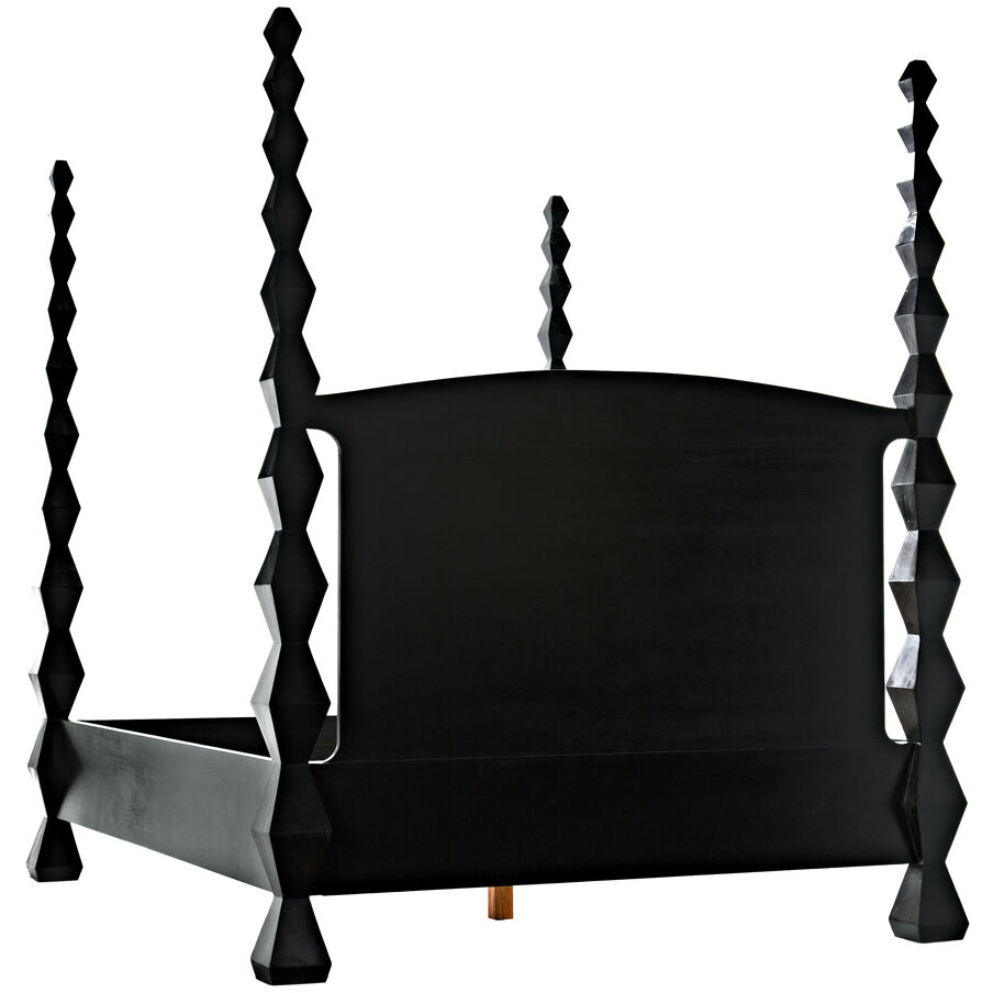 Brancusi Hand Rubbed Black Bed, Queen