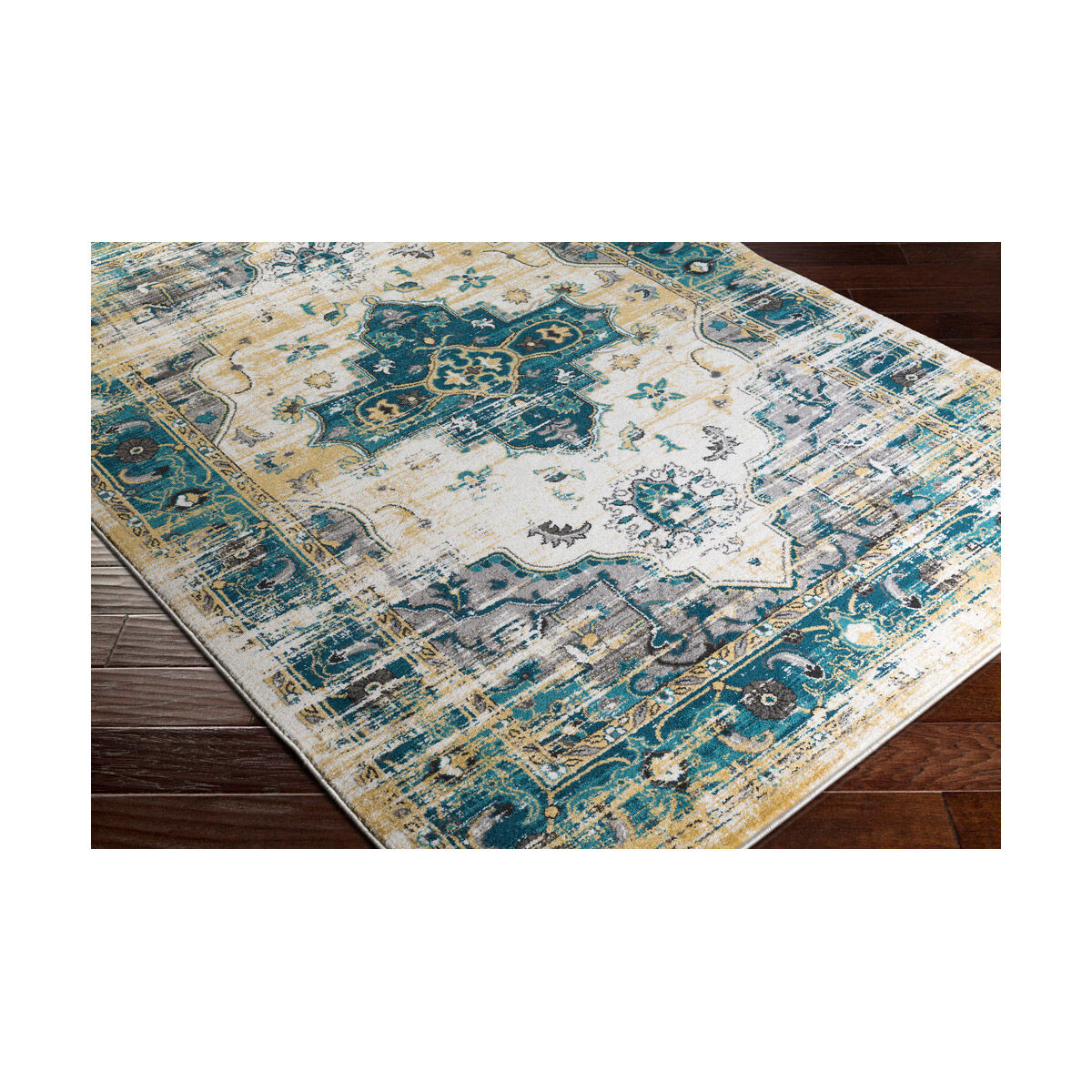 Pepin 90 X 63 inch Blue and Blue Area Rug, Polypropylene