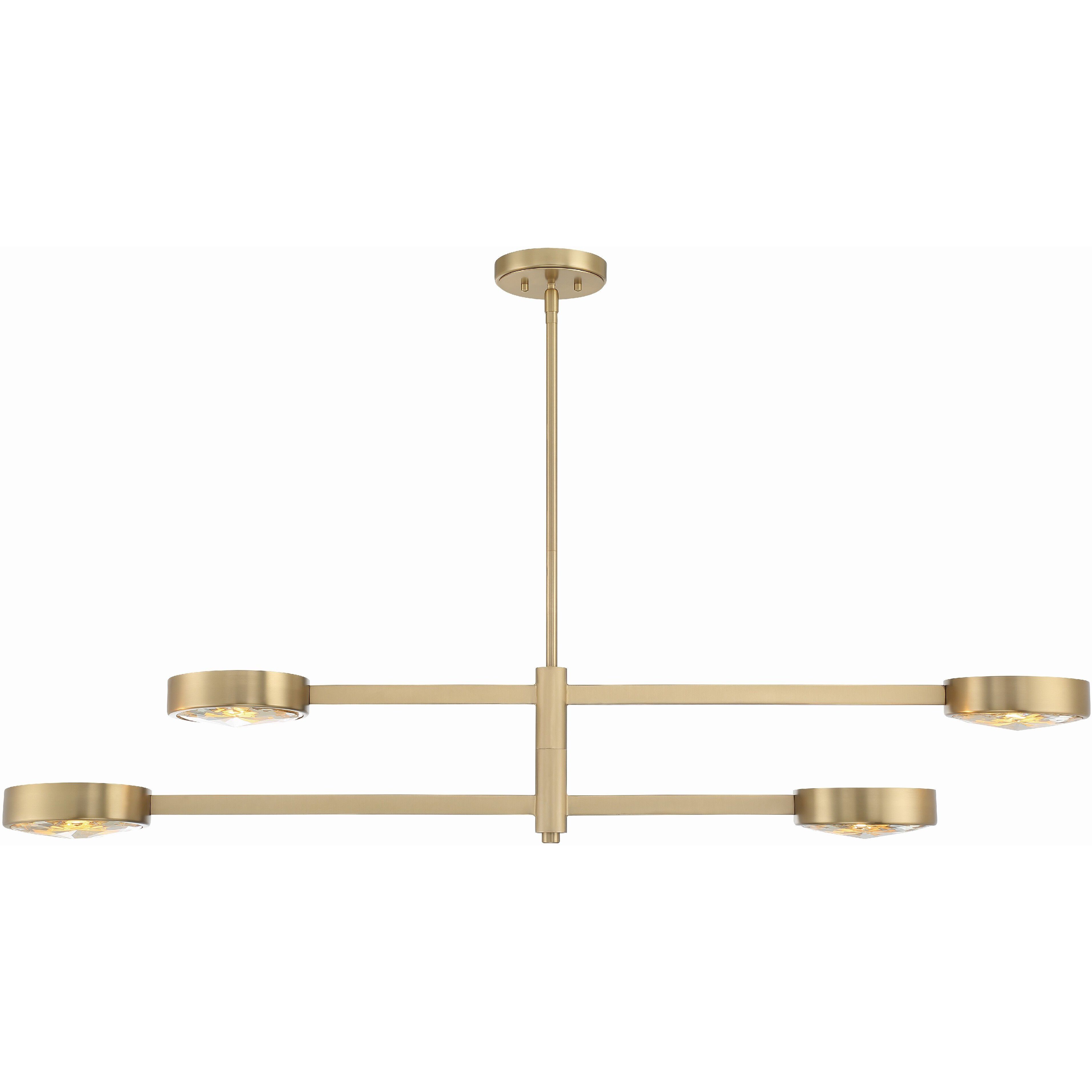 Orson 4 Light 54 inch Modern Gold Linear Chandelier Ceiling Light